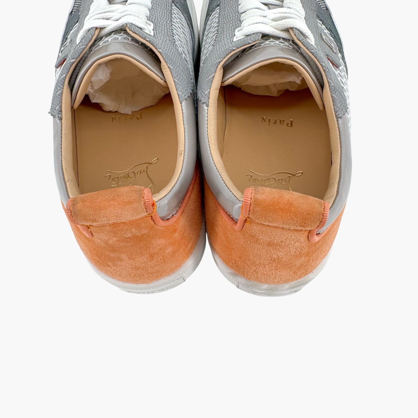 Christian Louboutin Happyrui Low Top Platform Sneakers in Metallic Silver/Grey Size 40