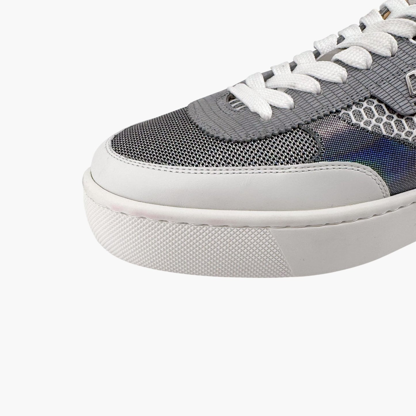 Christian Louboutin Happyrui Low Top Platform Sneakers in Metallic Silver/Grey Size 40