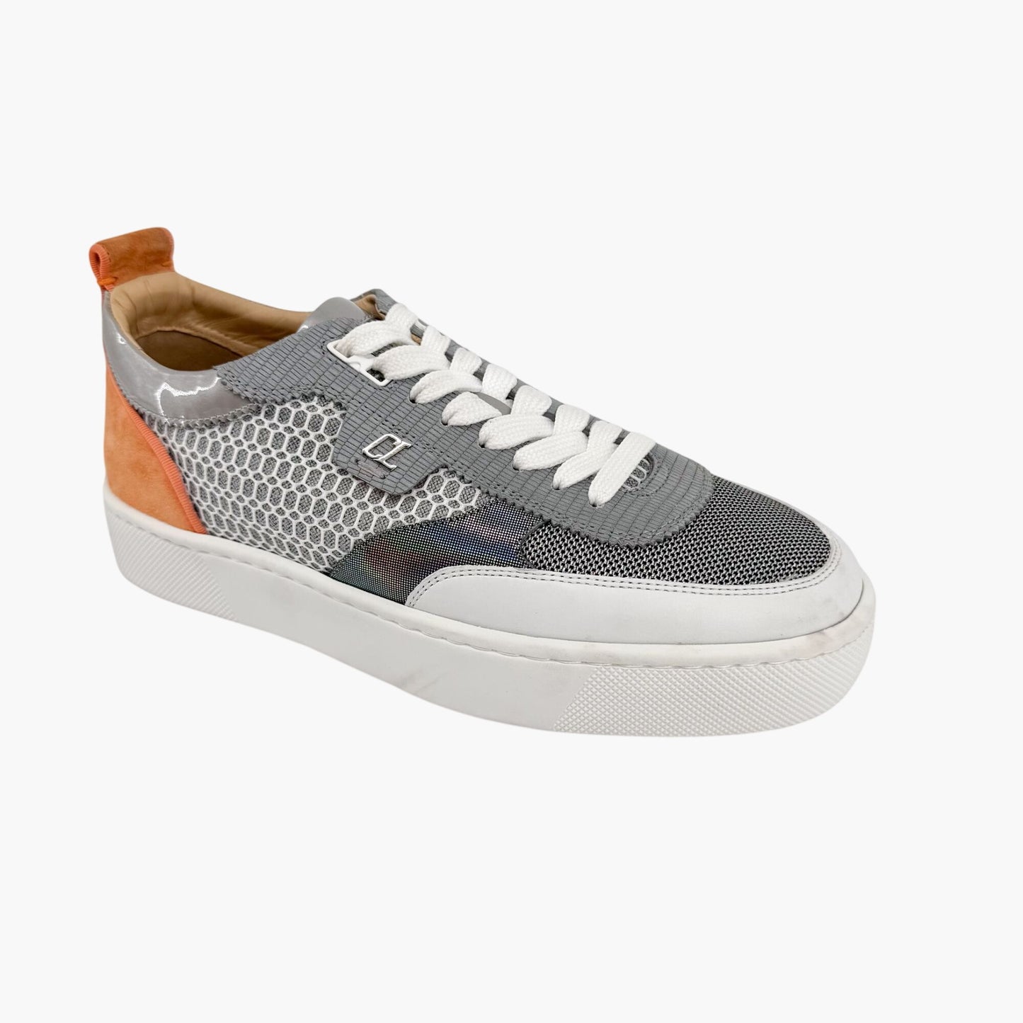 Christian Louboutin Happyrui Low Top Platform Sneakers in Metallic Silver/Grey Size 40
