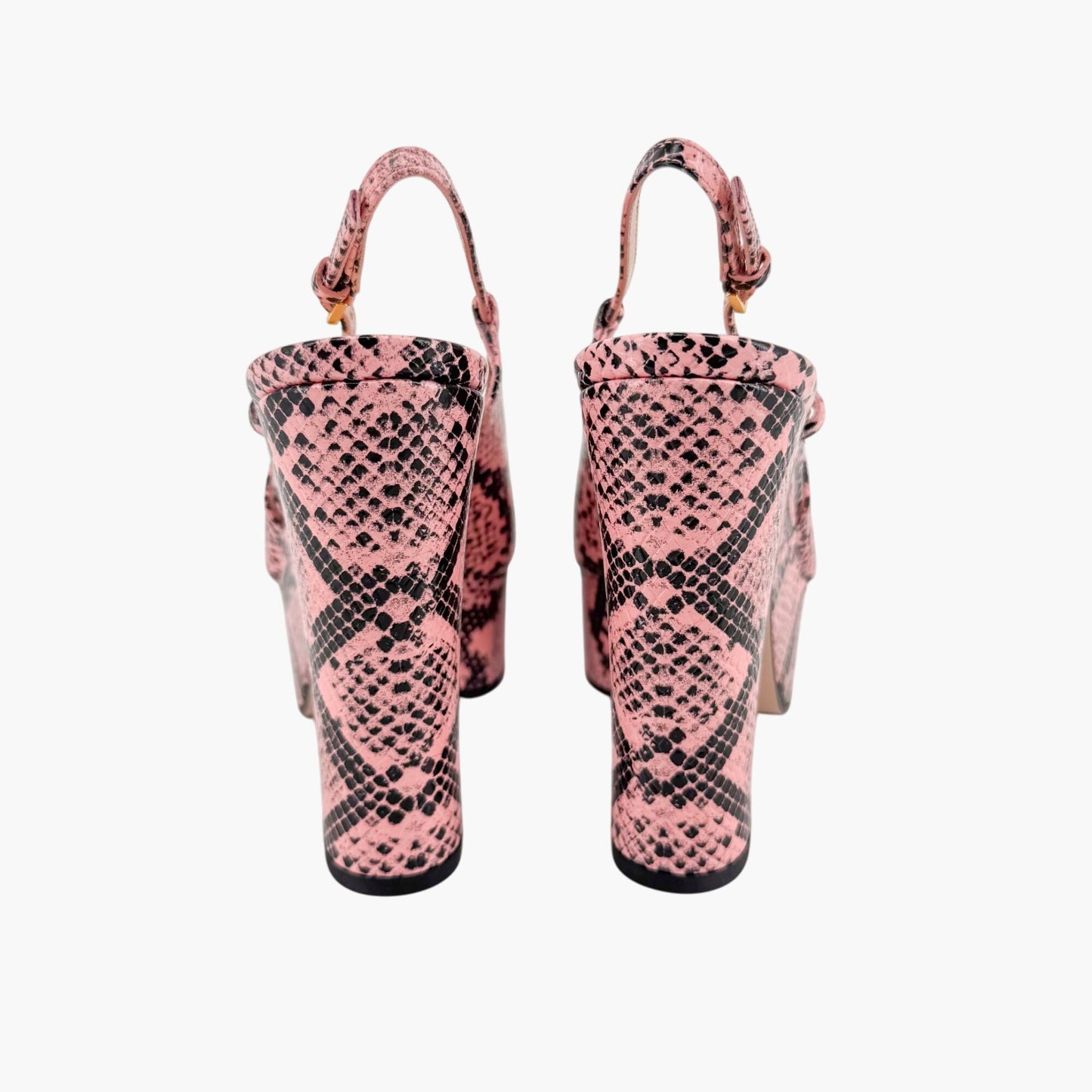 Gucci Baby 120 Horsebit Platform Slingback Pumps in Pink Python Leather Size 38.5