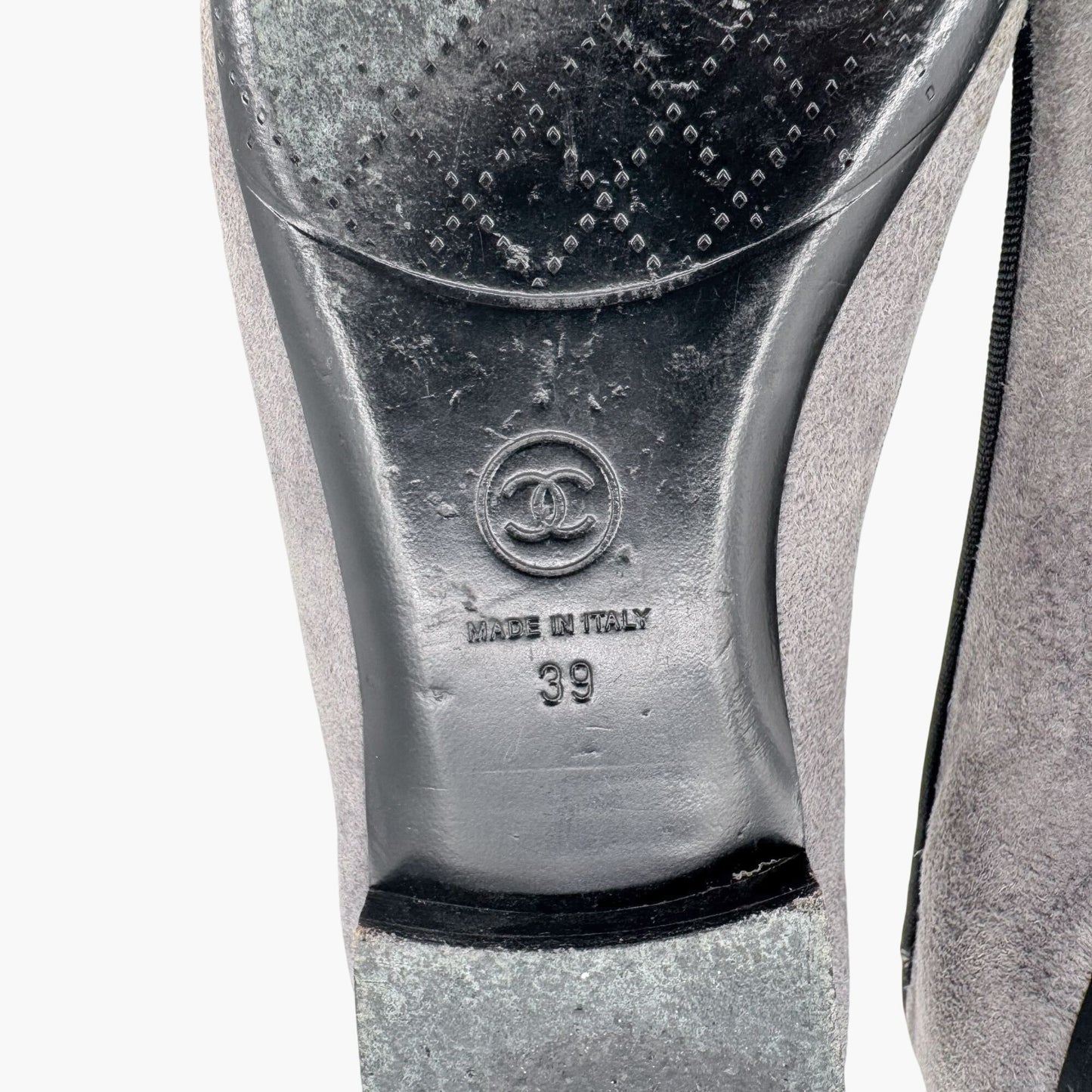 Chanel Gray Suede CC Cap Toe Ballet Flats – Size 39