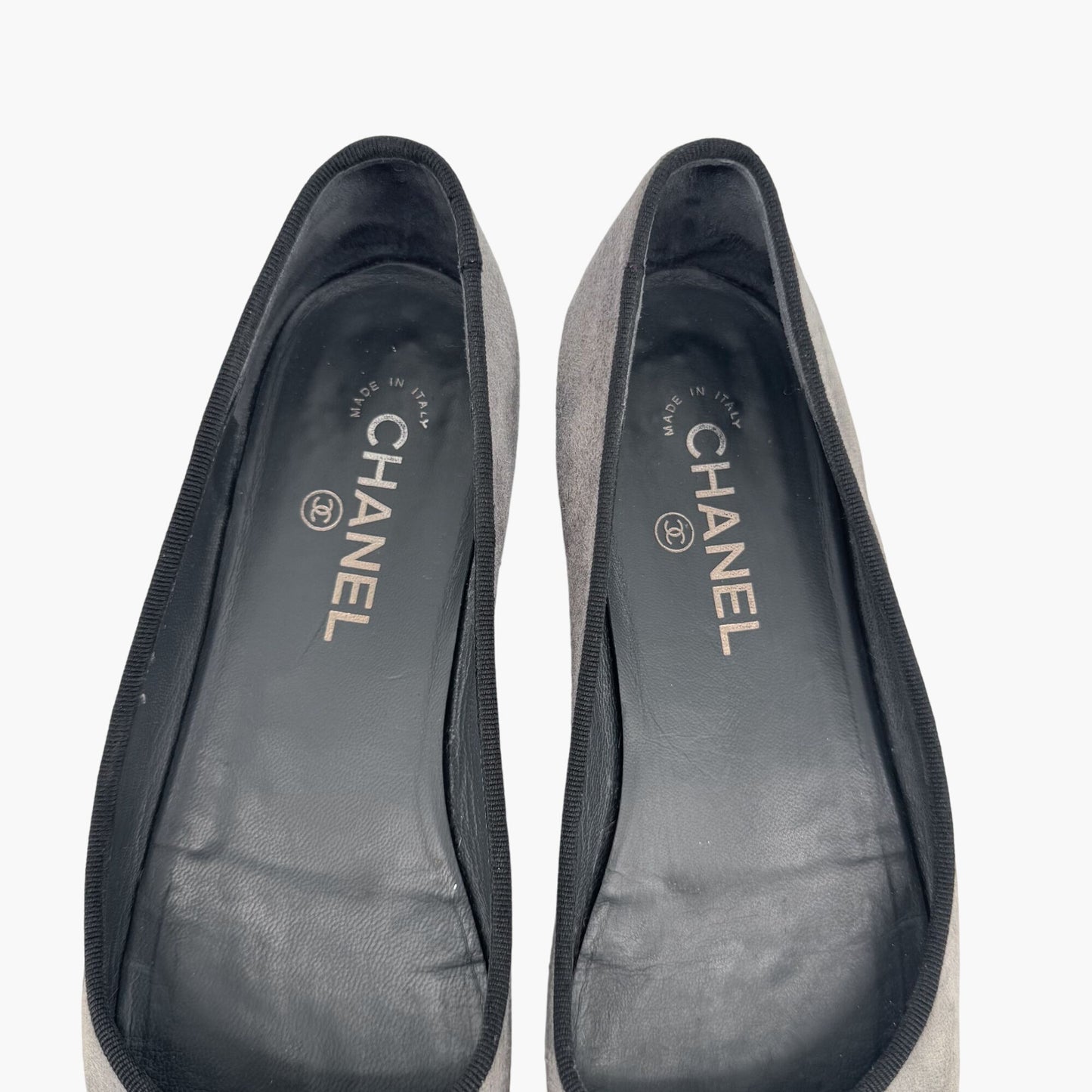 Chanel Gray Suede CC Cap Toe Ballet Flats – Size 39