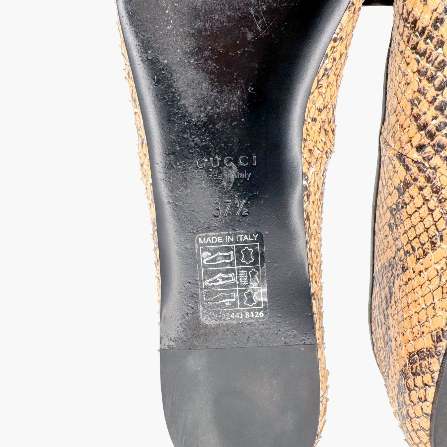 Gucci Evi Interlocking GG Lace Up Ballet Flats in Beige Python Snake Size 37.5
