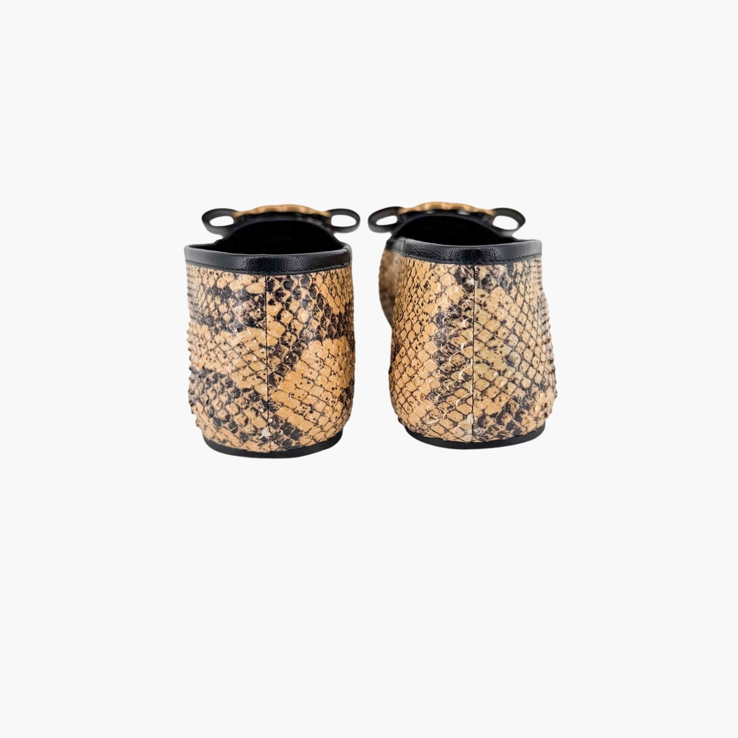Gucci Evi Interlocking GG Lace Up Ballet Flats in Beige Python Snake Size 37.5