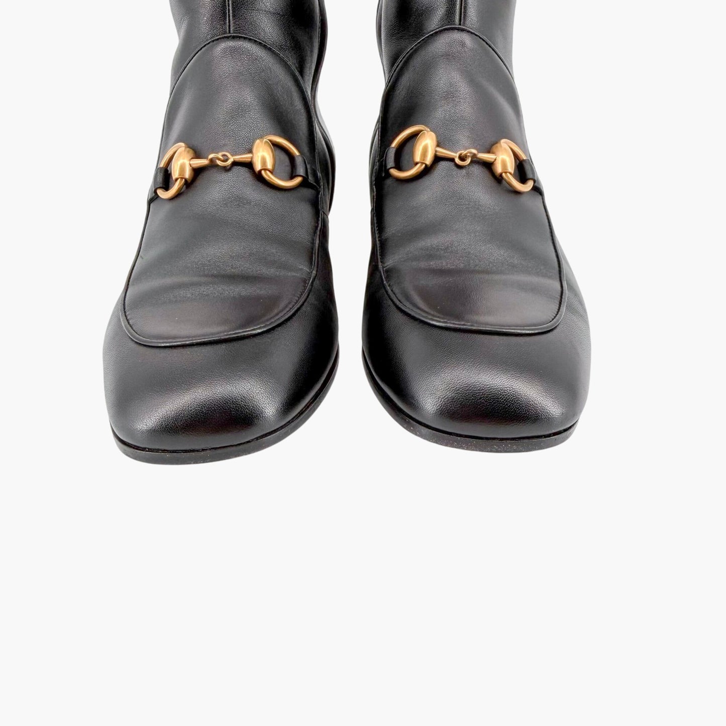 Gucci Black Leather Mister Horsebit Knee High Boots Size 37