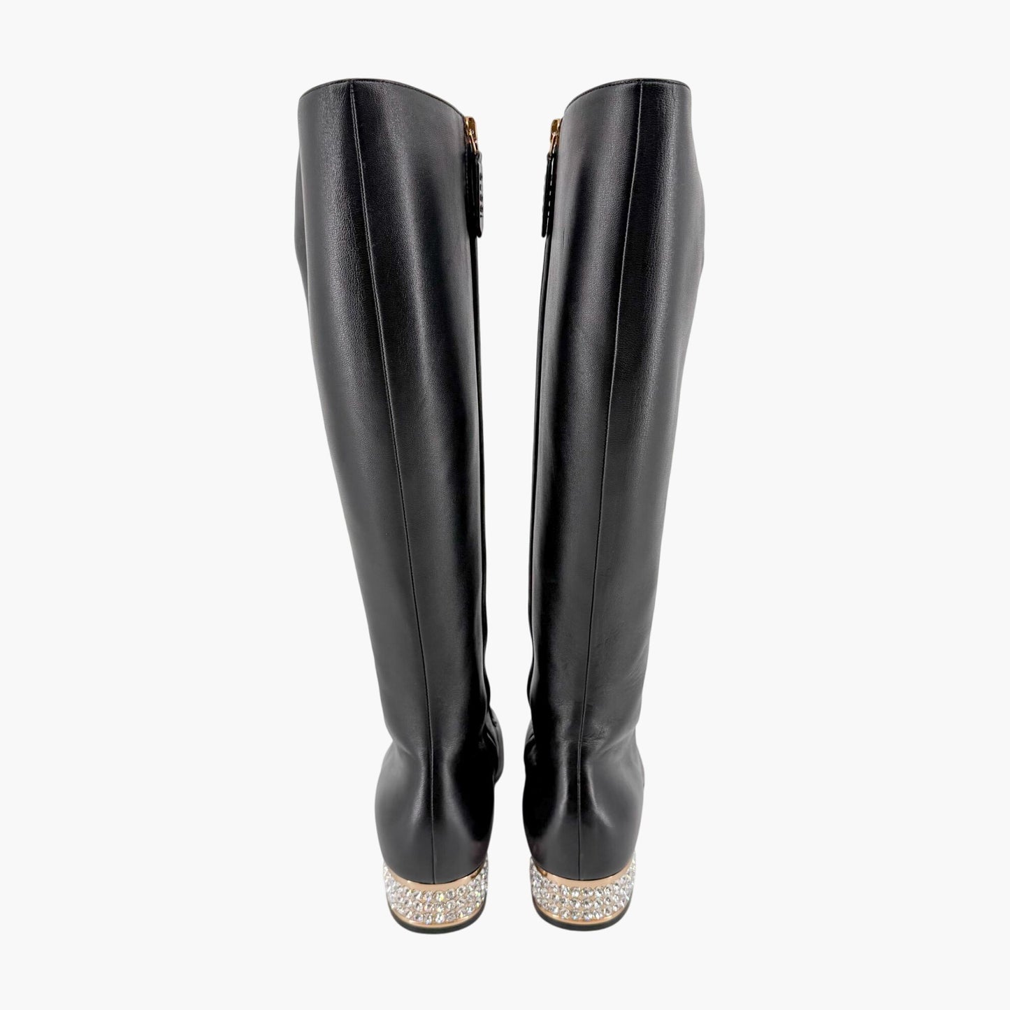 Gucci Black Leather Mister Horsebit Knee High Boots Size 37