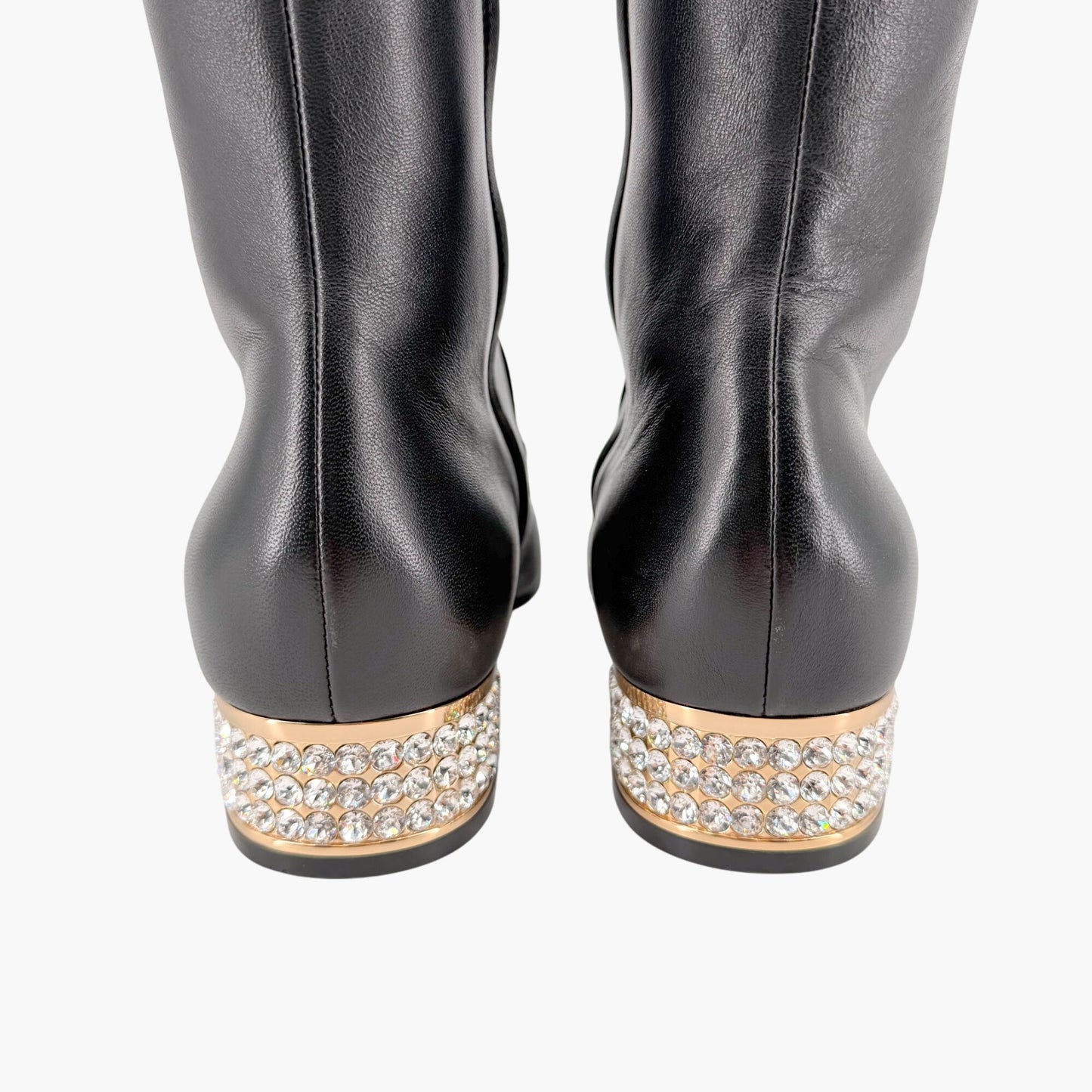 Gucci Black Leather Mister Horsebit Knee High Boots Size 37