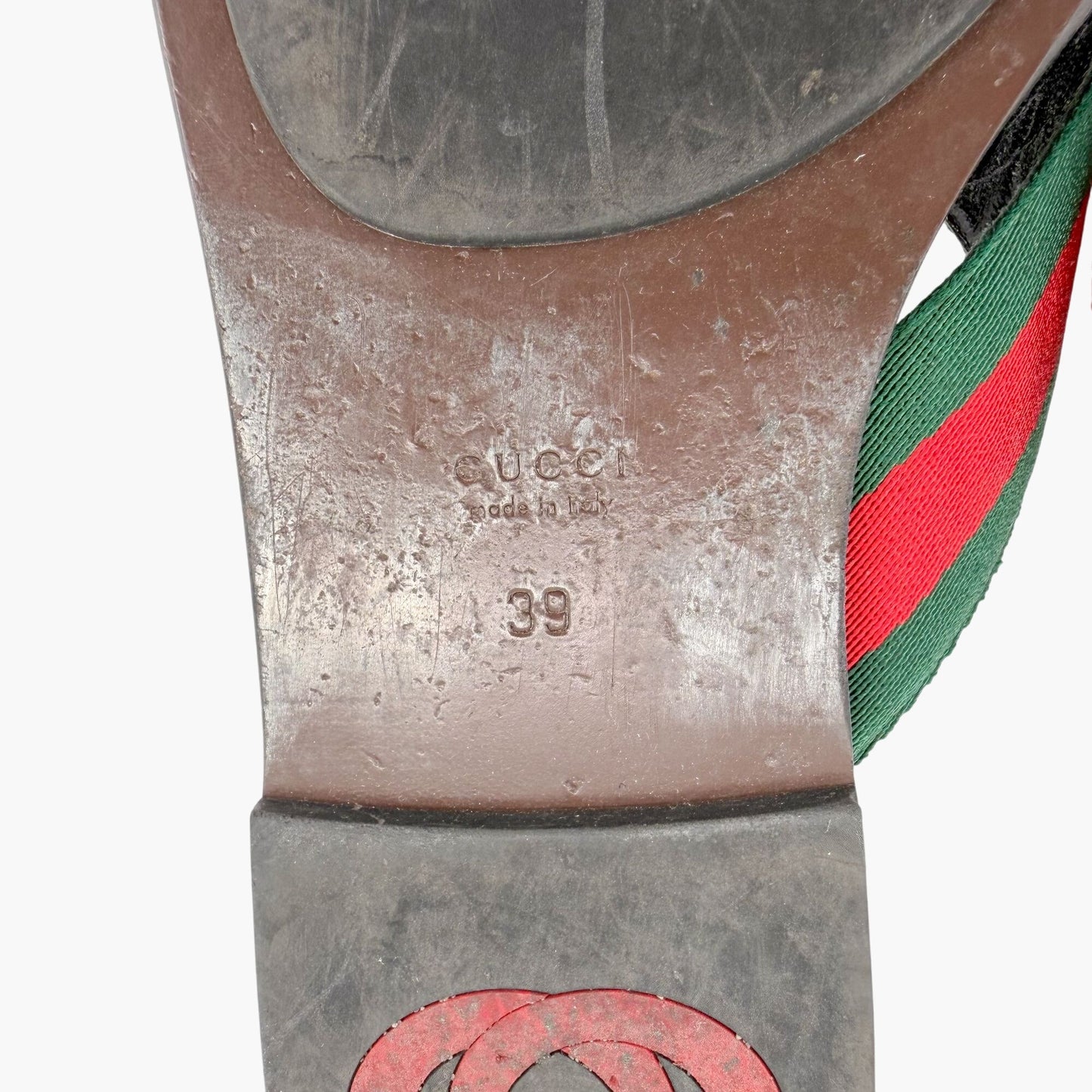 Gucci Kika Web Stripe Interlocking G Thong Sandals Size 39