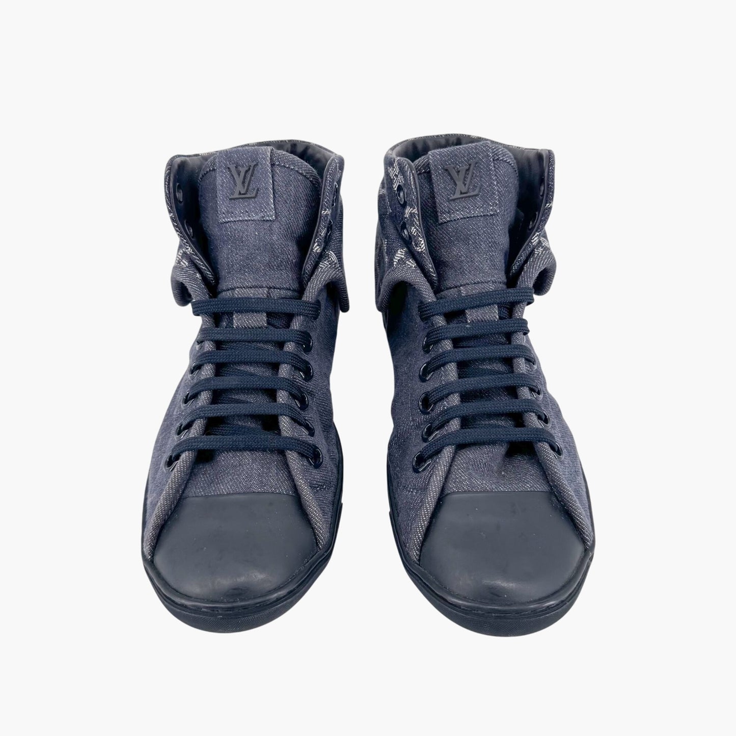 Louis Vuitton Brea Mid-Top Sneakers in Navy Monogram Denim – Size 37
