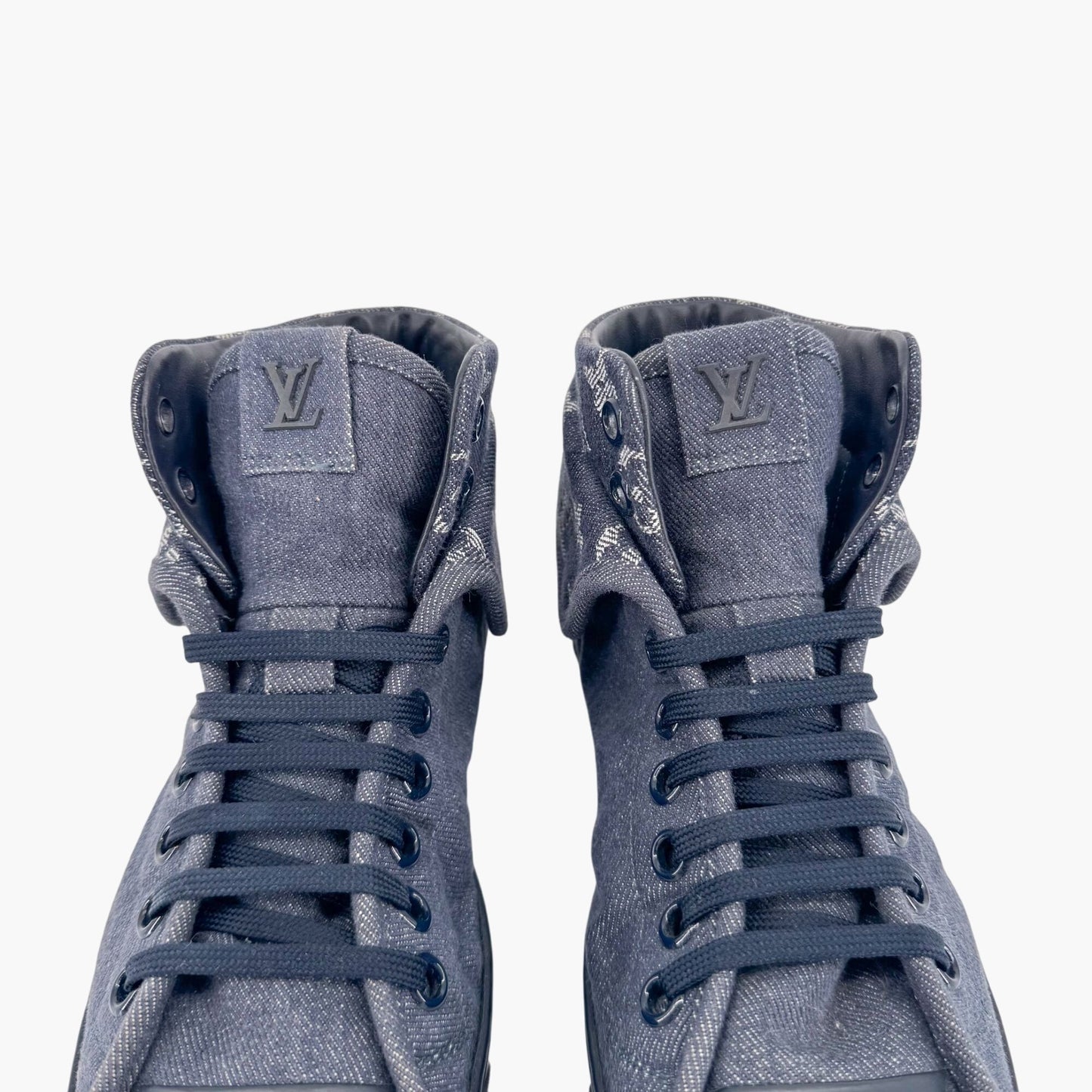 Louis Vuitton Brea Mid-Top Sneakers in Navy Monogram Denim – Size 37