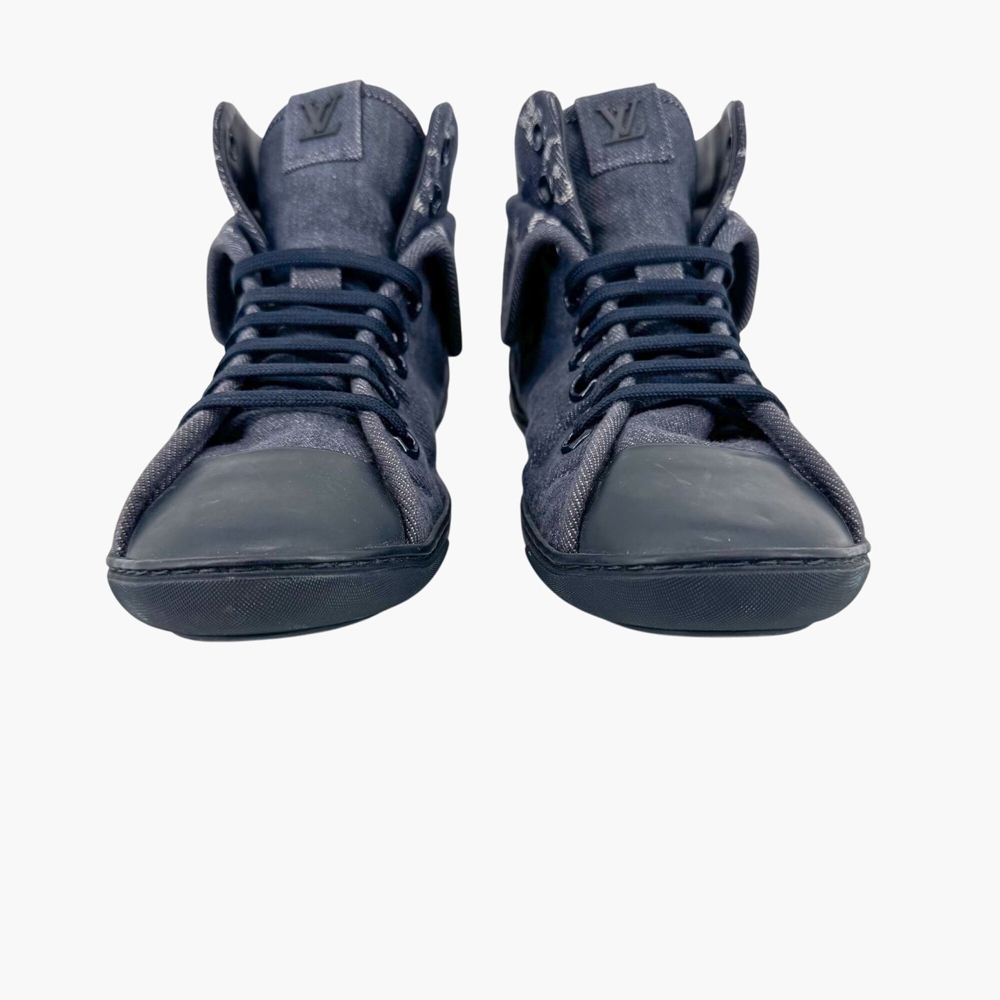 Louis Vuitton Brea Mid-Top Sneakers in Navy Monogram Denim – Size 37
