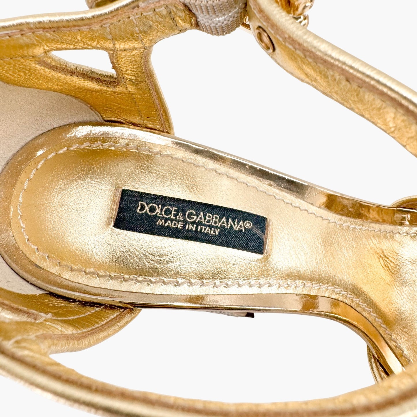 Dolce & Gabbana Disco Ball Crystal-Embellished Heels in Metallic Gold Size 37