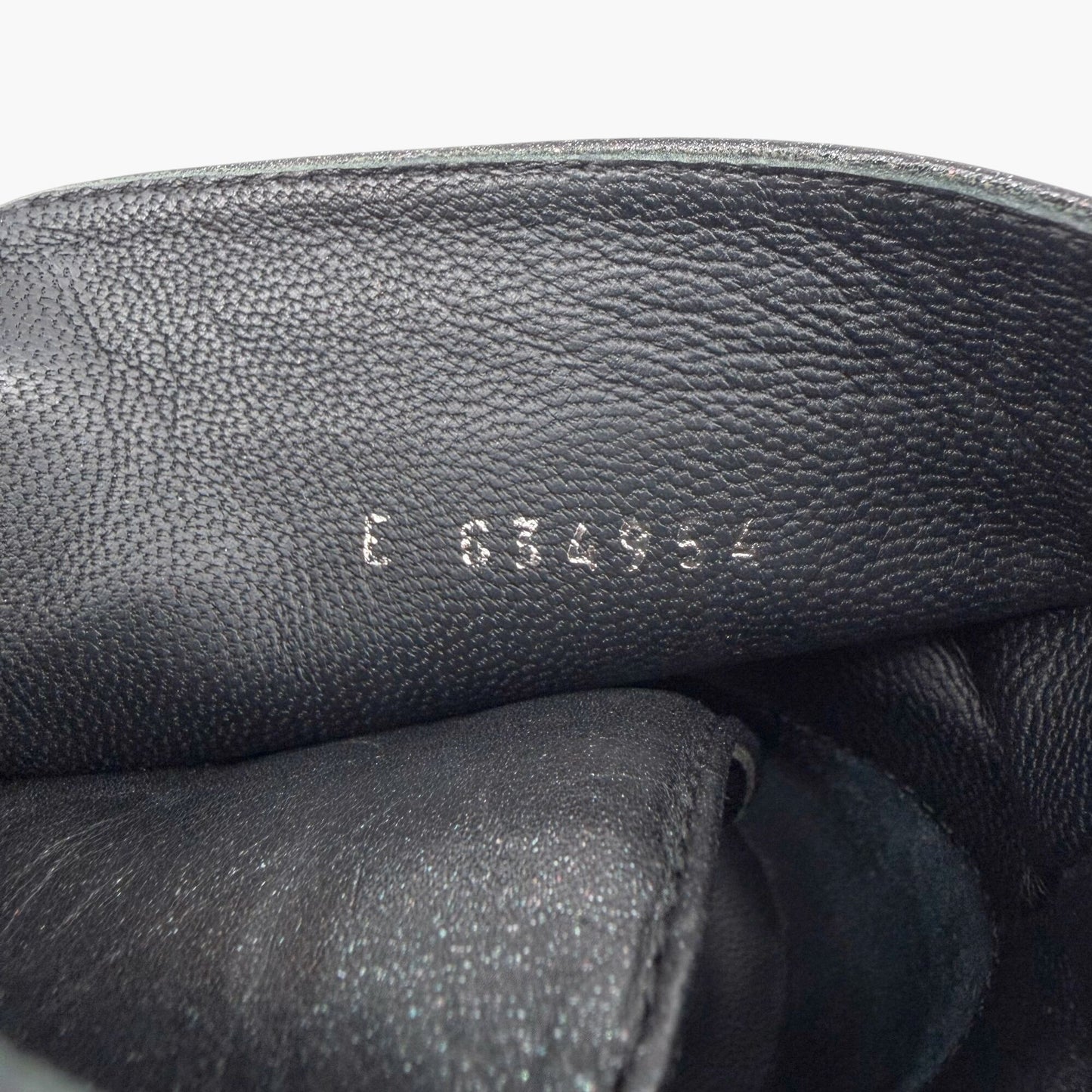 Chanel CC Cap Toe Combat Boots Black Glitter Size 39