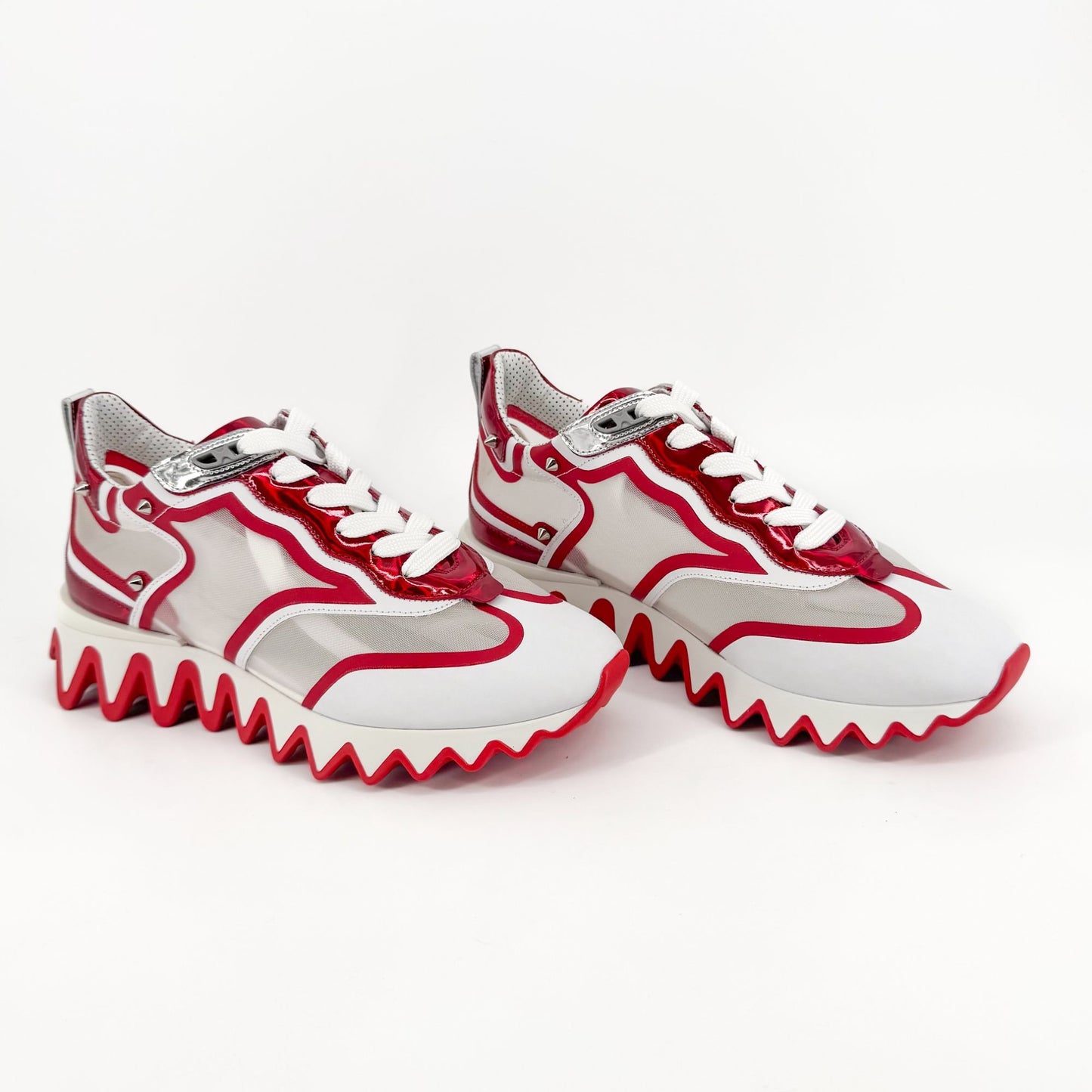 Christian Louboutin White & Red Sharkina Sneakers – Size 38
