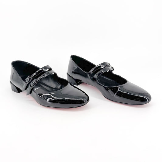 Christian Louboutin Sweet Jane Flats in Black Patent Leather Size 37.5