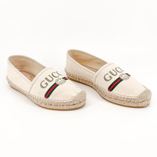 Gucci Interlocking GG Espadrille in Beige Canvas Size 37.5