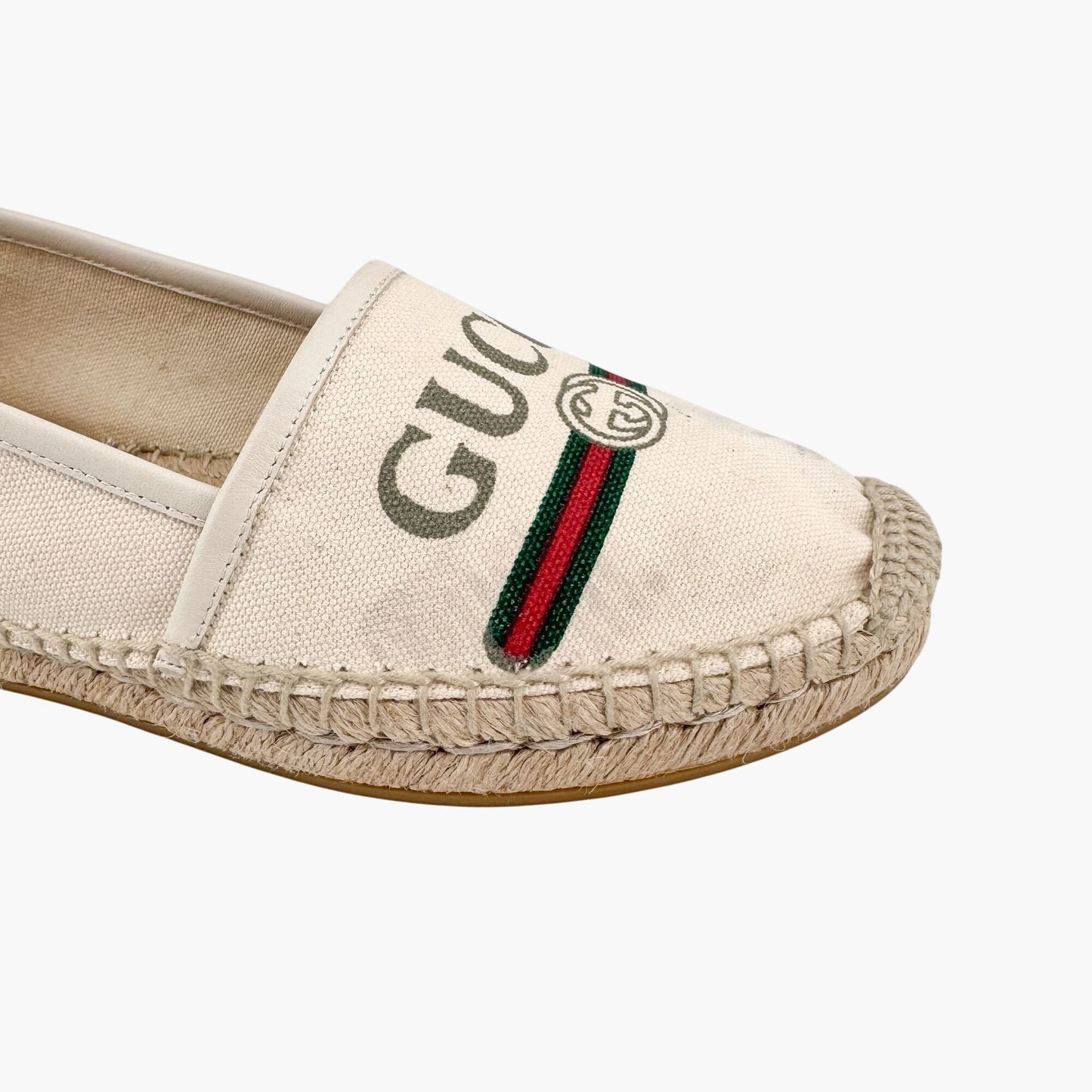 Gucci Interlocking GG Espadrille in Beige Canvas Size 37.5