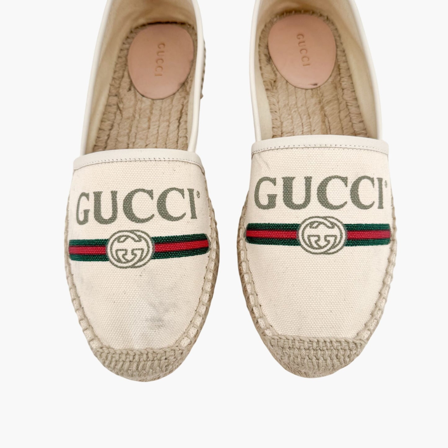 Gucci Interlocking GG Espadrille in Beige Canvas Size 37.5