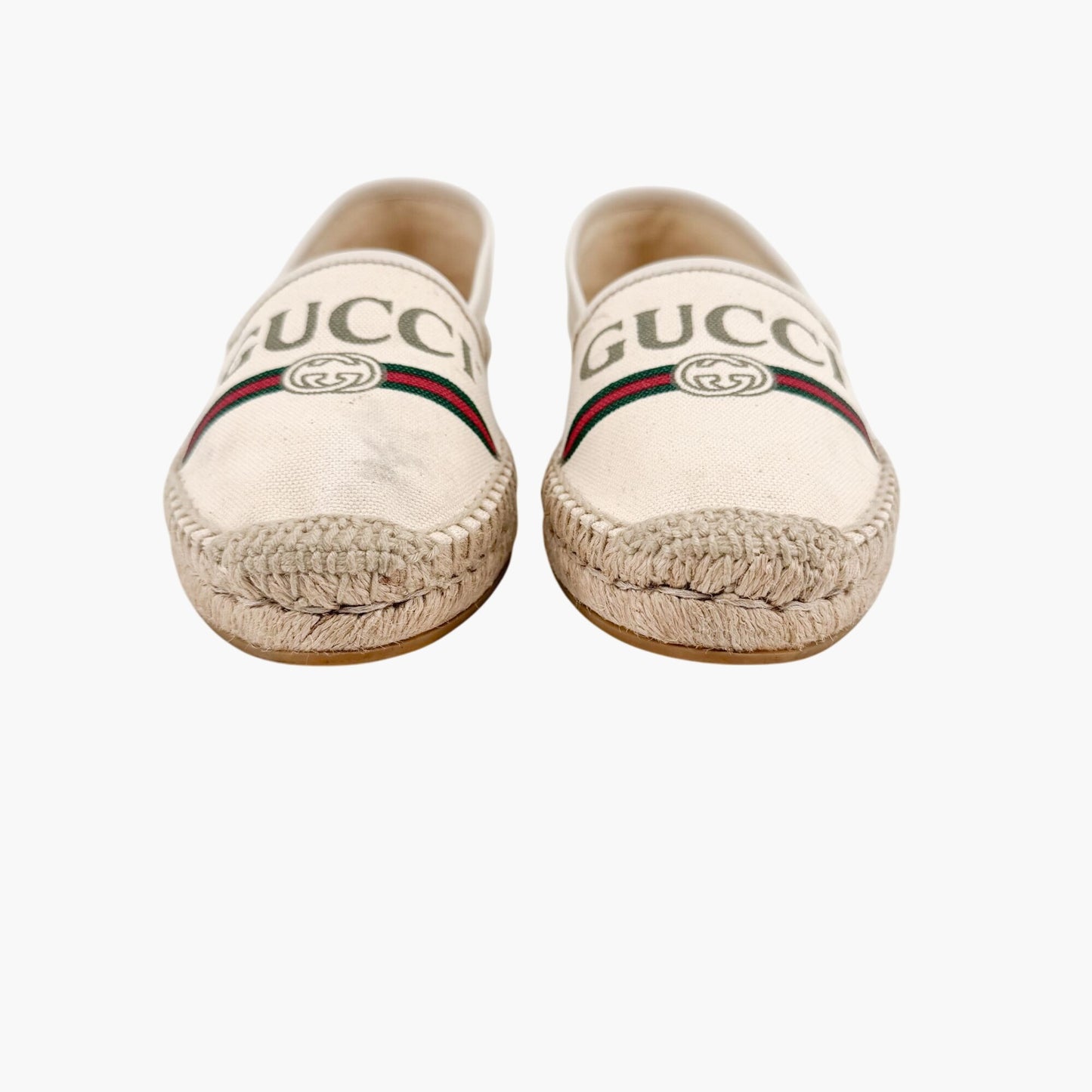 Gucci Interlocking GG Espadrille in Beige Canvas Size 37.5