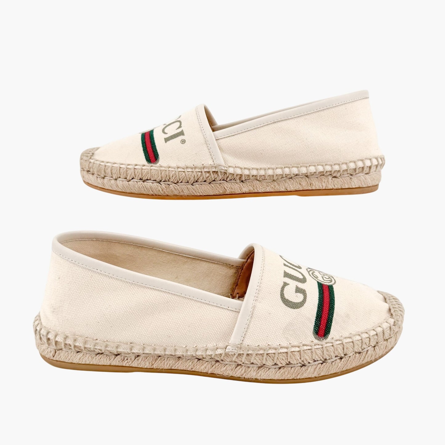 Gucci Interlocking GG Espadrille in Beige Canvas Size 37.5