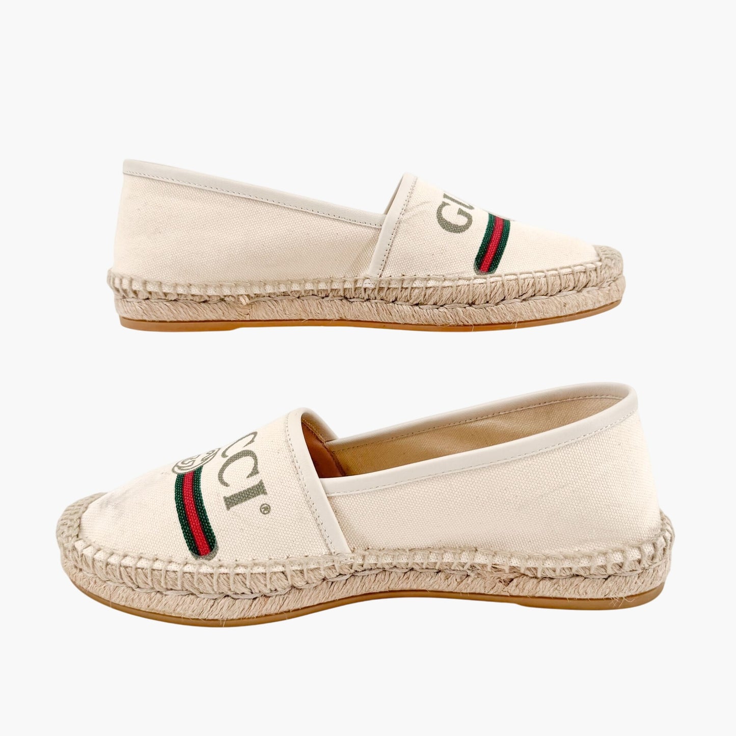 Gucci Interlocking GG Espadrille in Beige Canvas Size 37.5