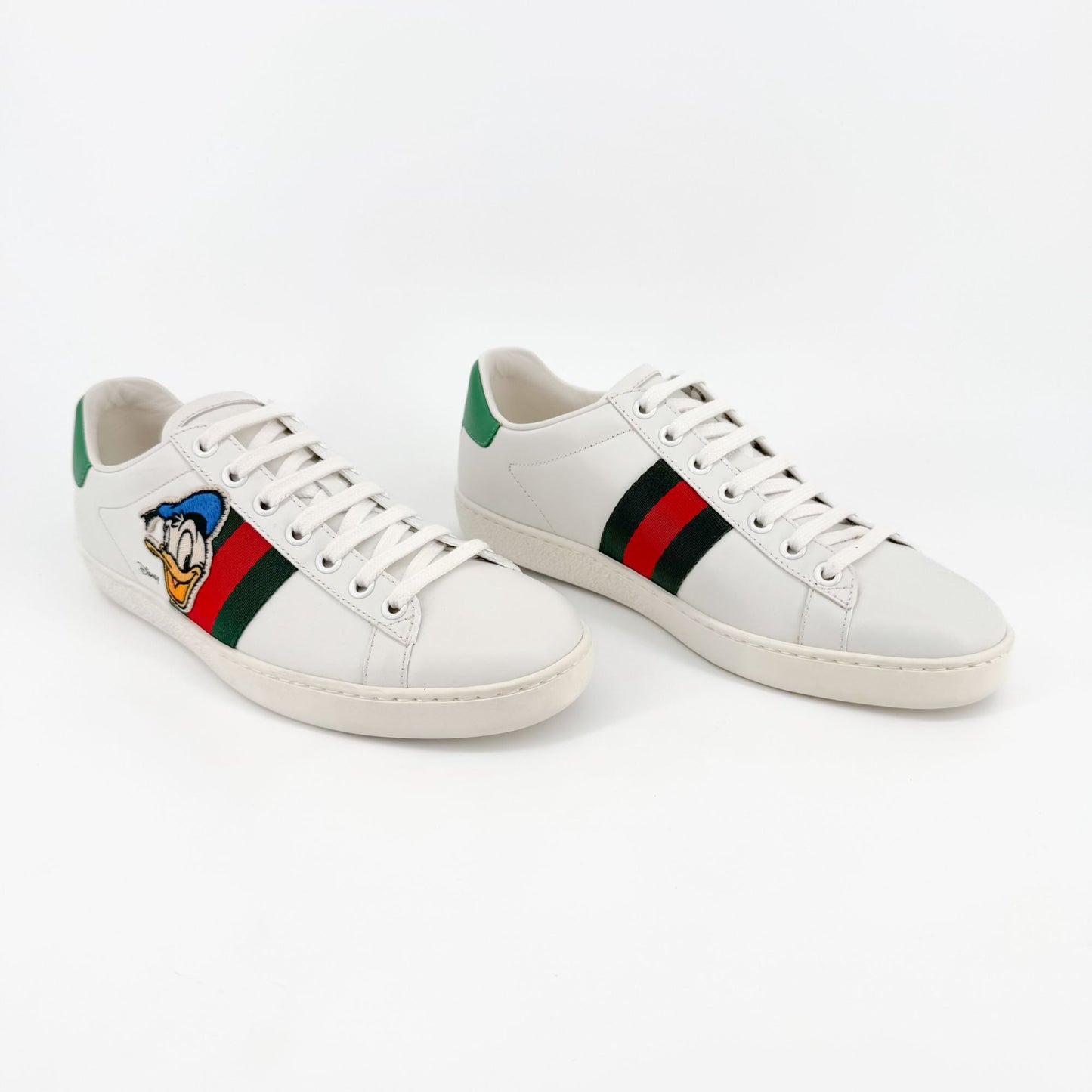 Gucci x Disney Donald Duck Ace Sneakers in White Leather Size 37