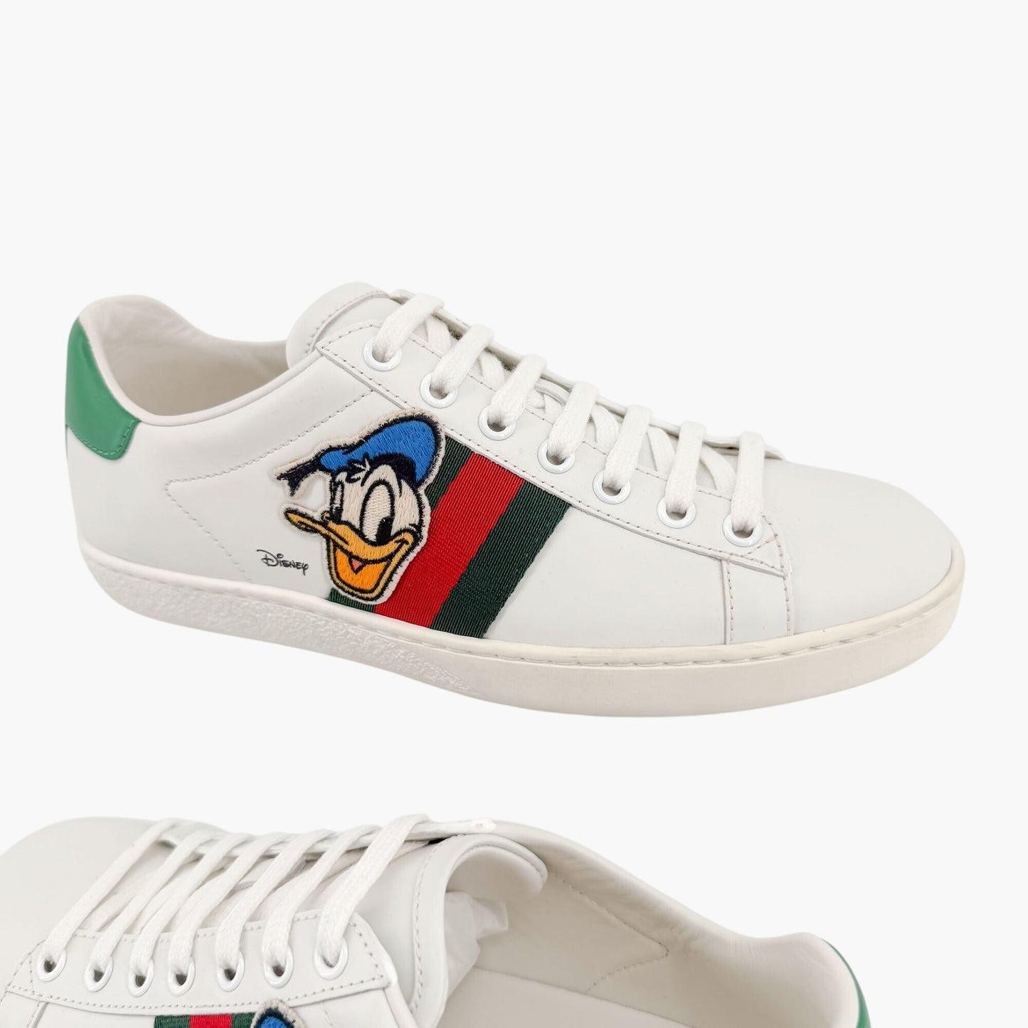 Gucci x Disney Donald Duck Ace Sneakers in White Leather Size 37