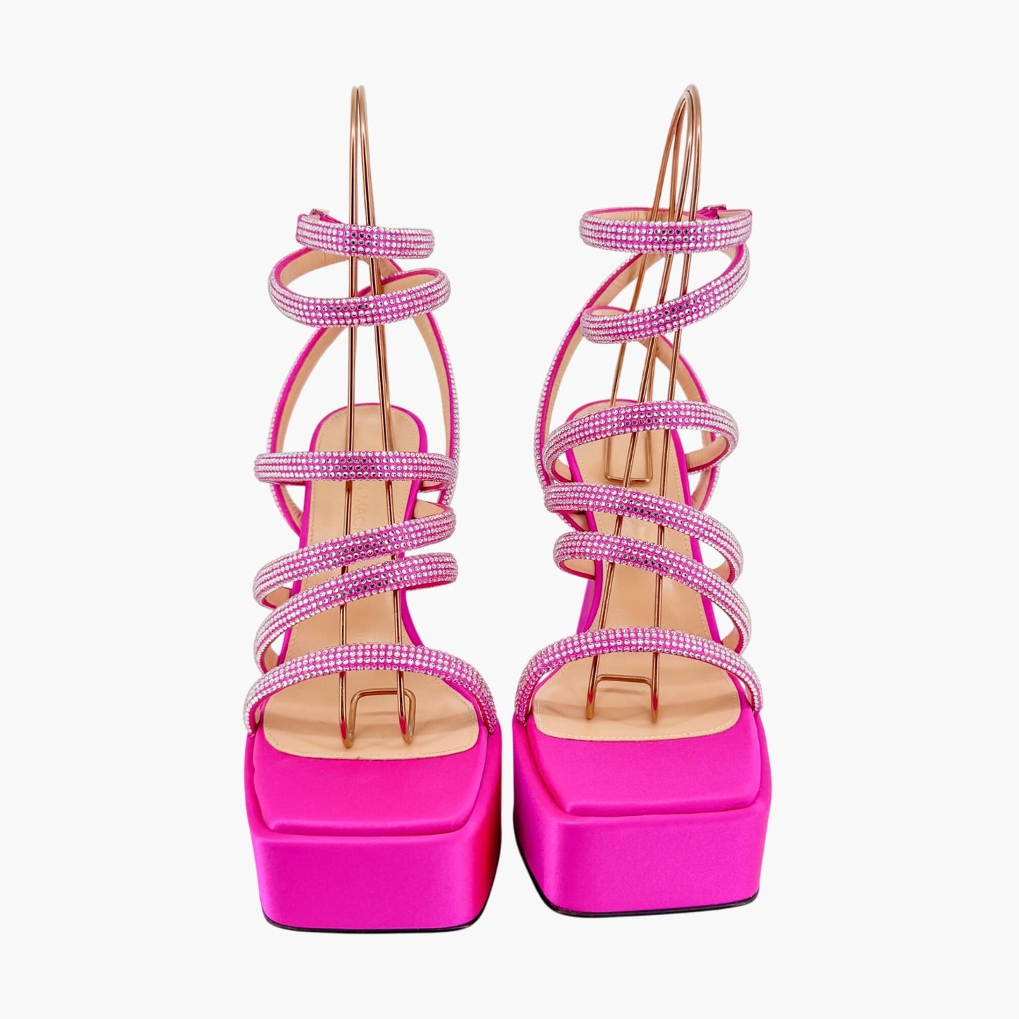 Mach & Mach Sydney Crystal-Embellished Platform Sandals in Pink Satin Size 37.5