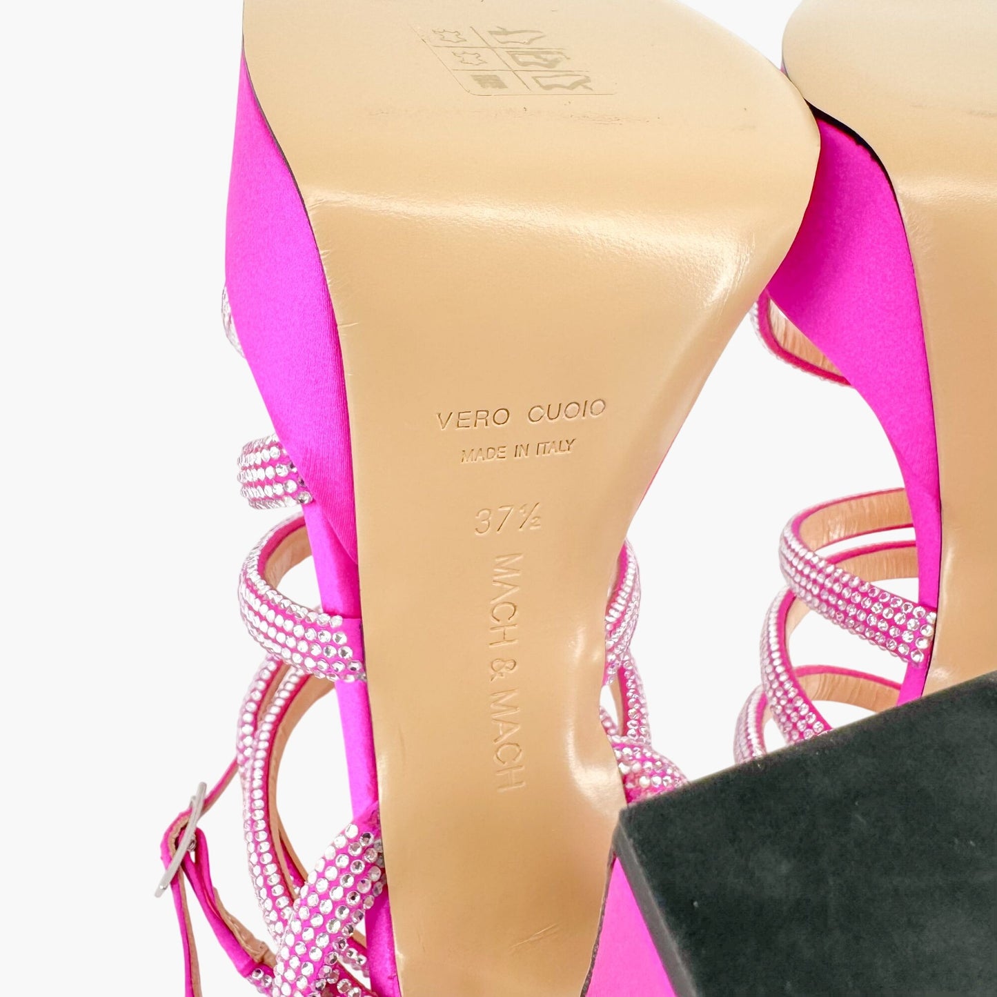 Mach & Mach Sydney Crystal-Embellished Platform Sandals in Pink Satin Size 37.5
