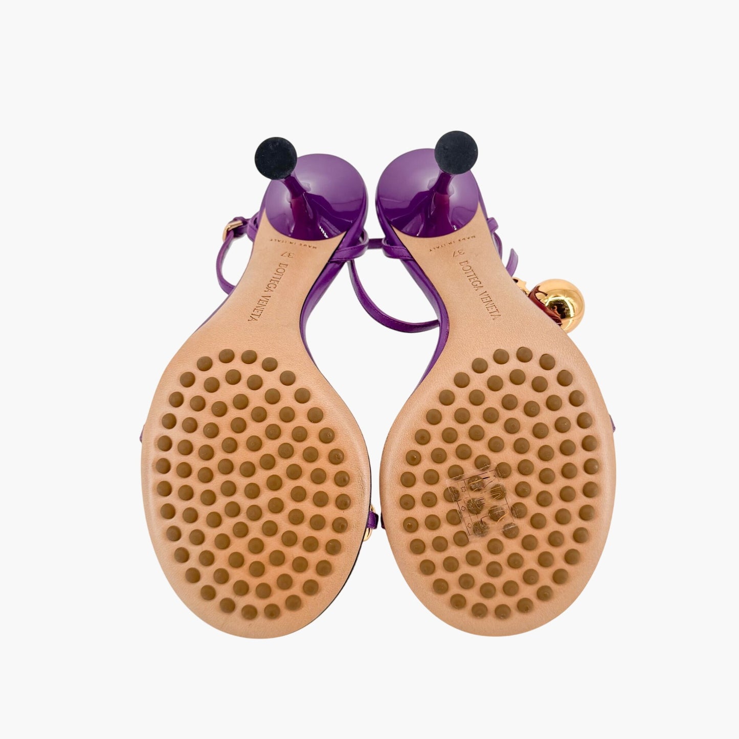Bottega Veneta Dot Chain Sandals in Purple Leather with Gold Accent – Size 37