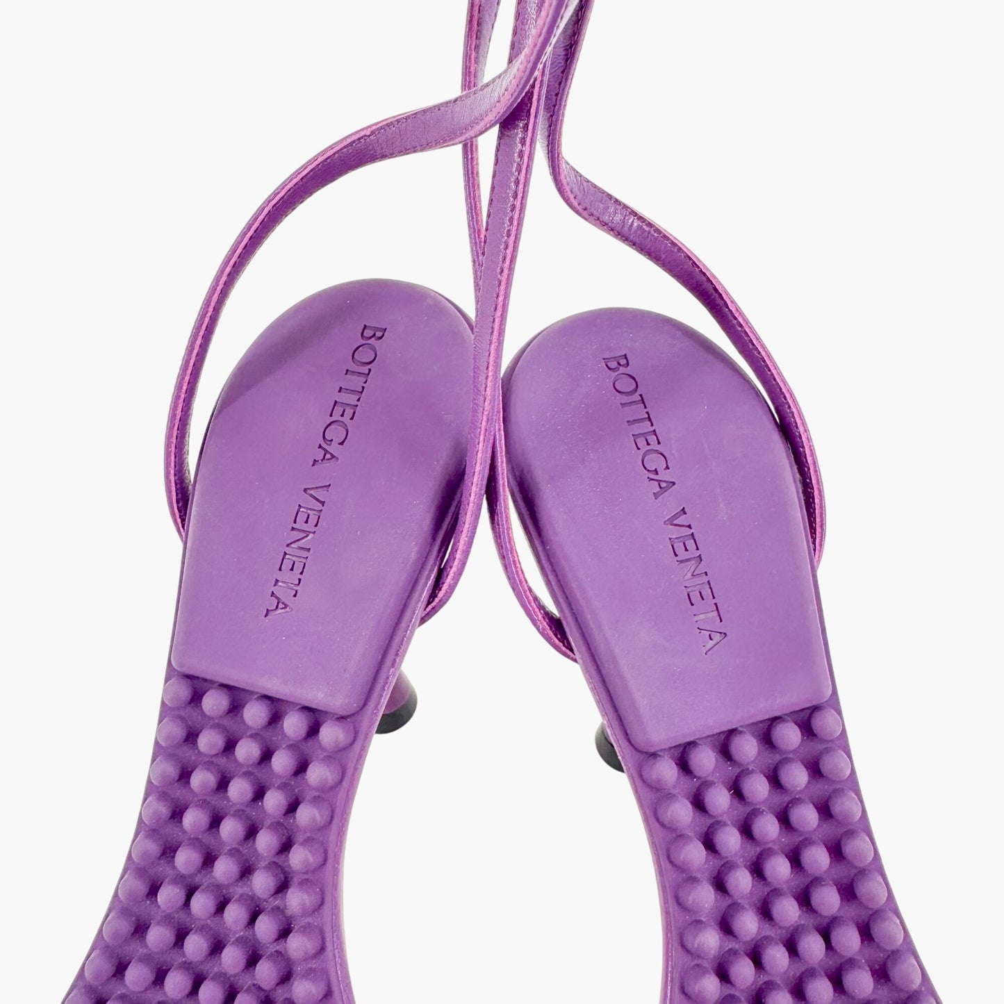 Bottega Veneta Dot Chain Sandals in Purple Leather with Gold Accent – Size 37