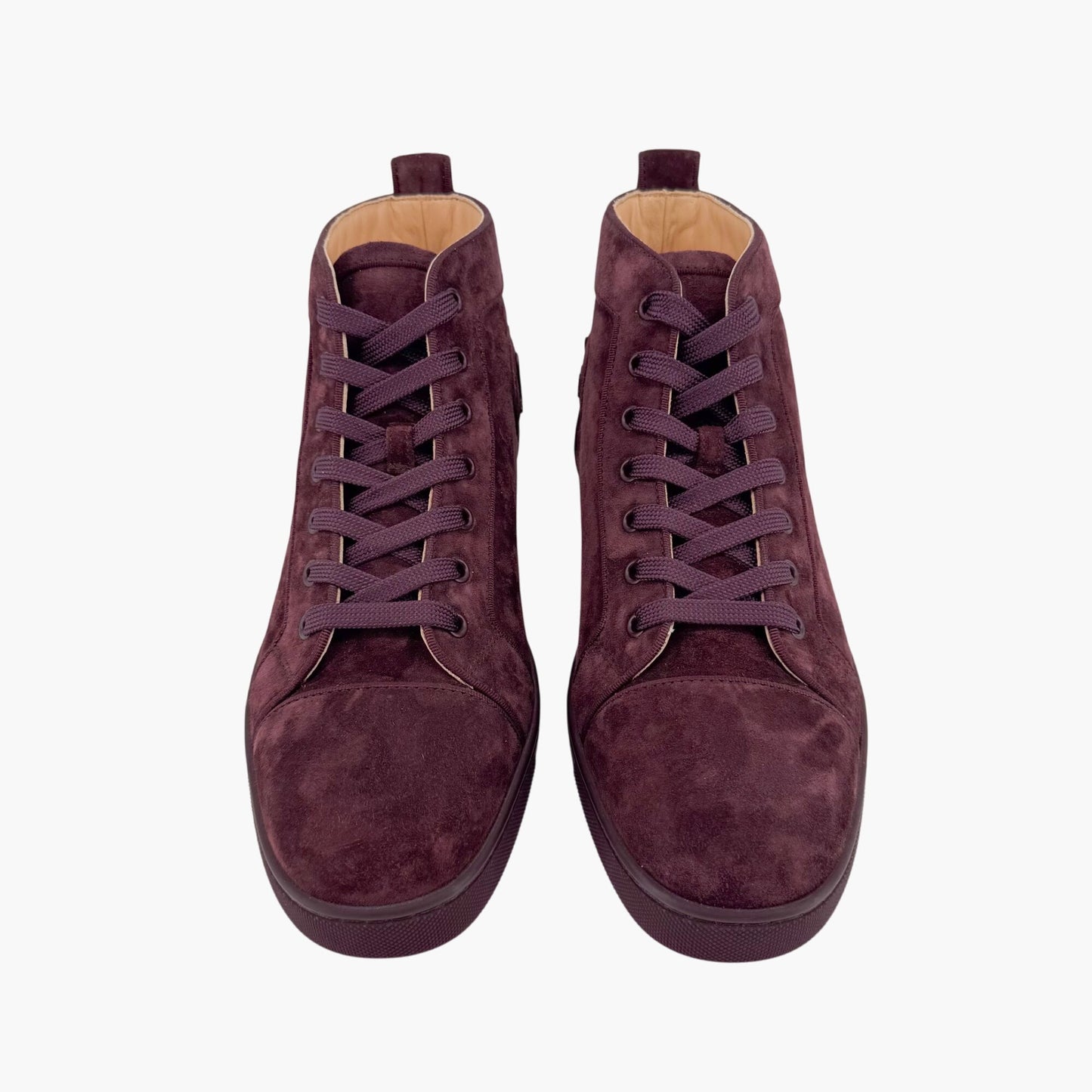 Christian Louboutin Louis Orlato High-Top Sneakers in Merlot Suede – Size 40.5