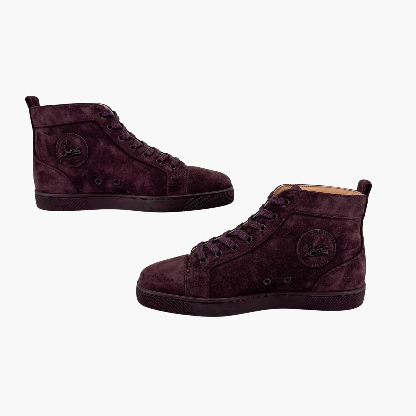 Christian Louboutin Louis Orlato High-Top Sneakers in Merlot Suede – Size 40.5