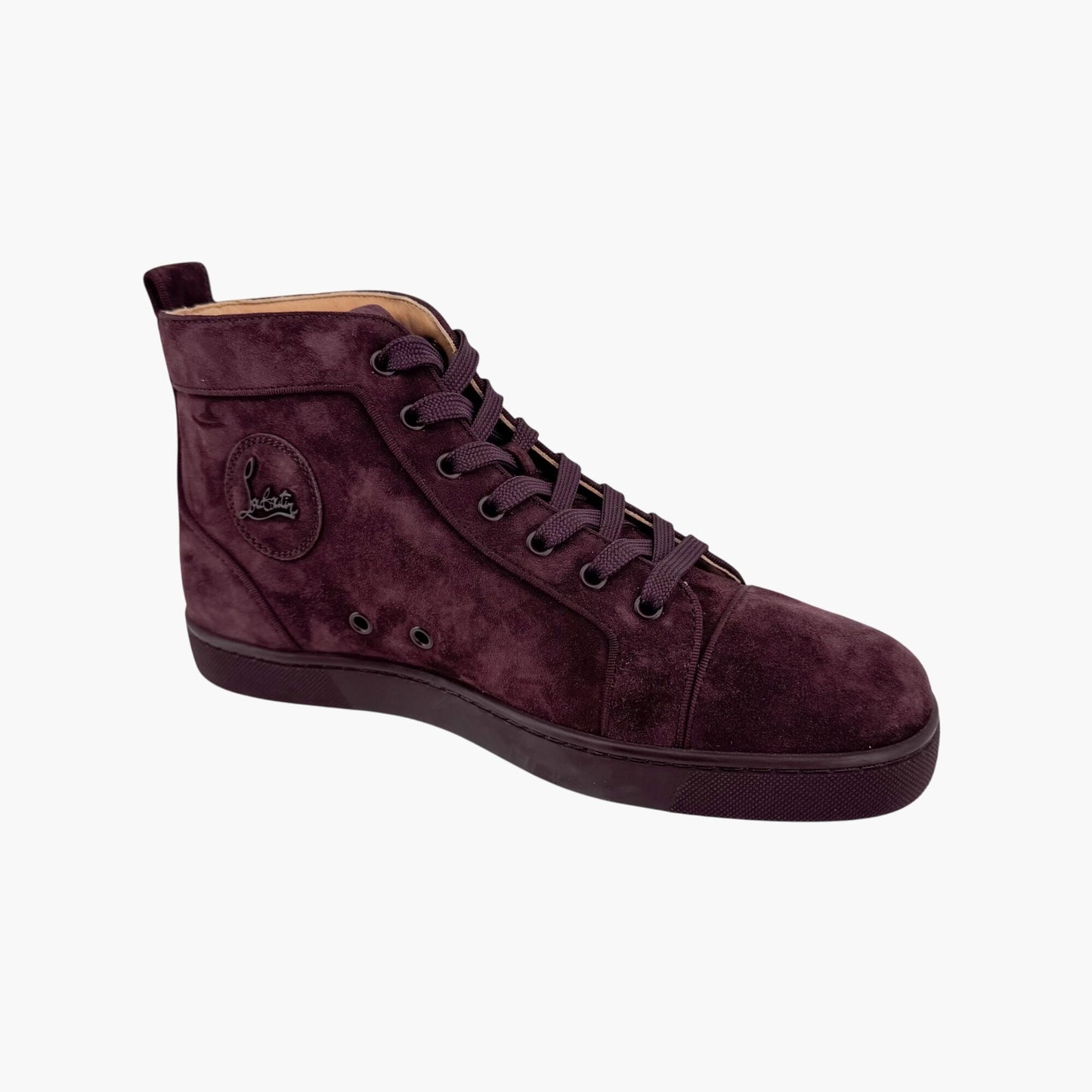 Christian Louboutin Louis Orlato High-Top Sneakers in Merlot Suede – Size 40.5