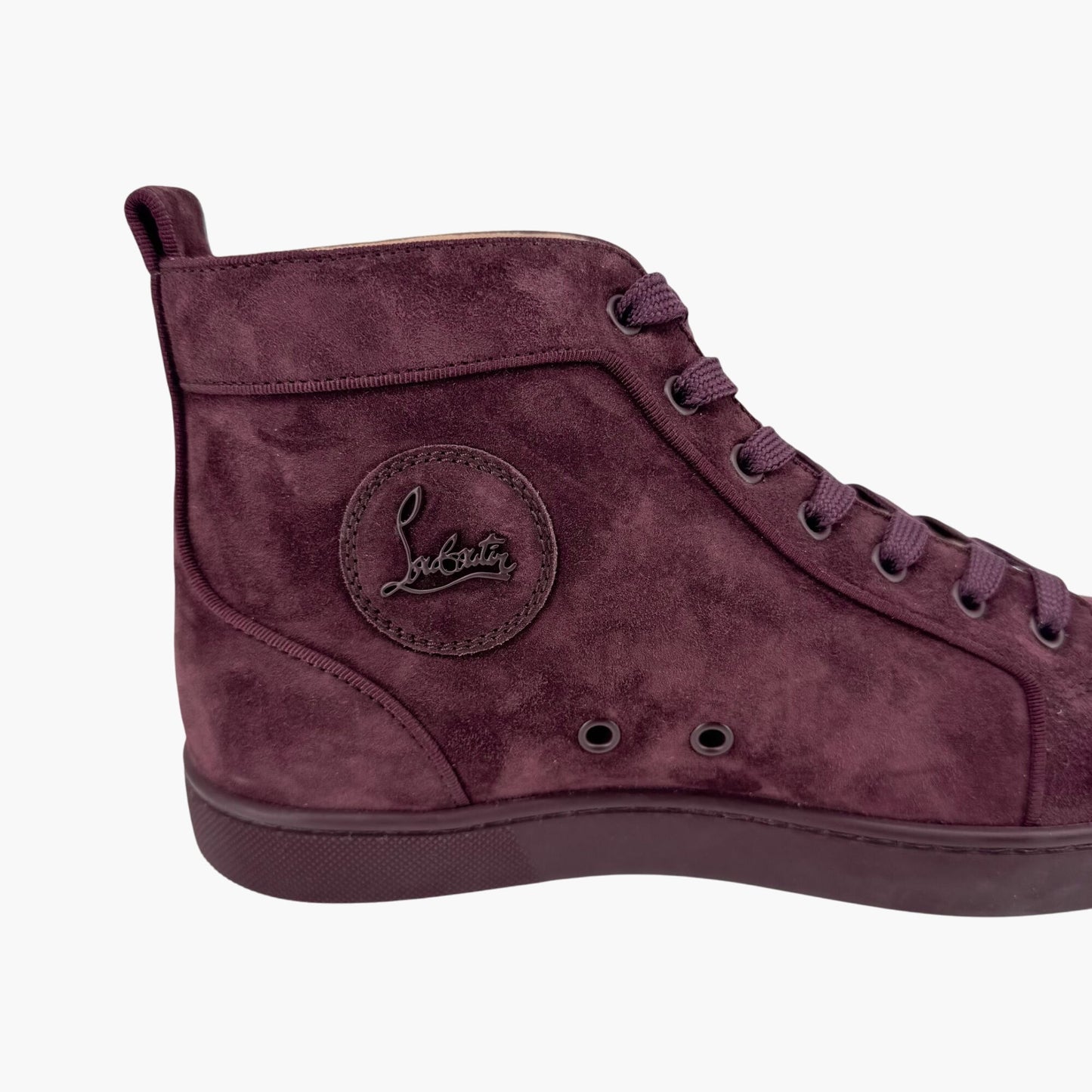 Christian Louboutin Louis Orlato High-Top Sneakers in Merlot Suede – Size 40.5