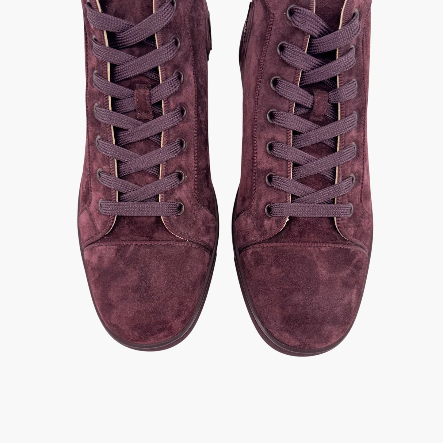 Christian Louboutin Louis Orlato High-Top Sneakers in Merlot Suede – Size 40.5