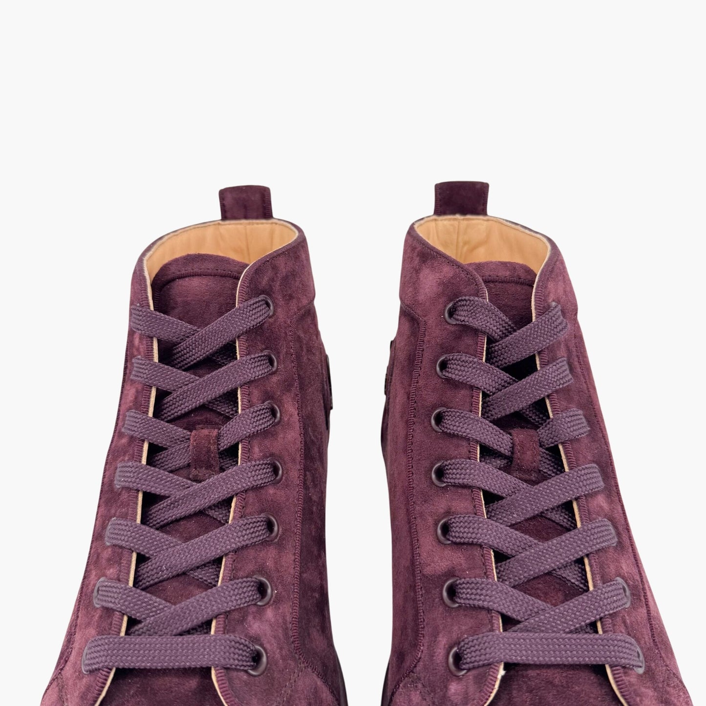 Christian Louboutin Louis Orlato High-Top Sneakers in Merlot Suede – Size 40.5