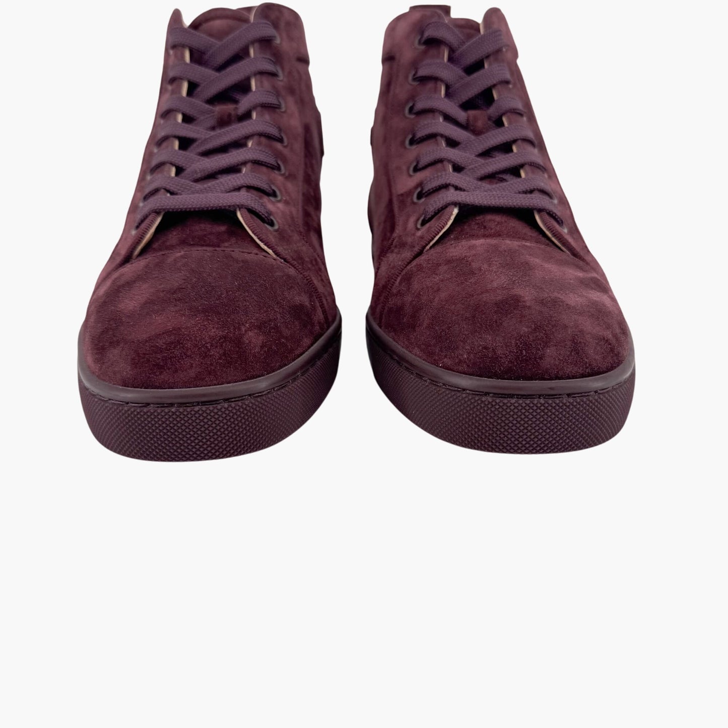 Christian Louboutin Louis Orlato High-Top Sneakers in Merlot Suede – Size 40.5