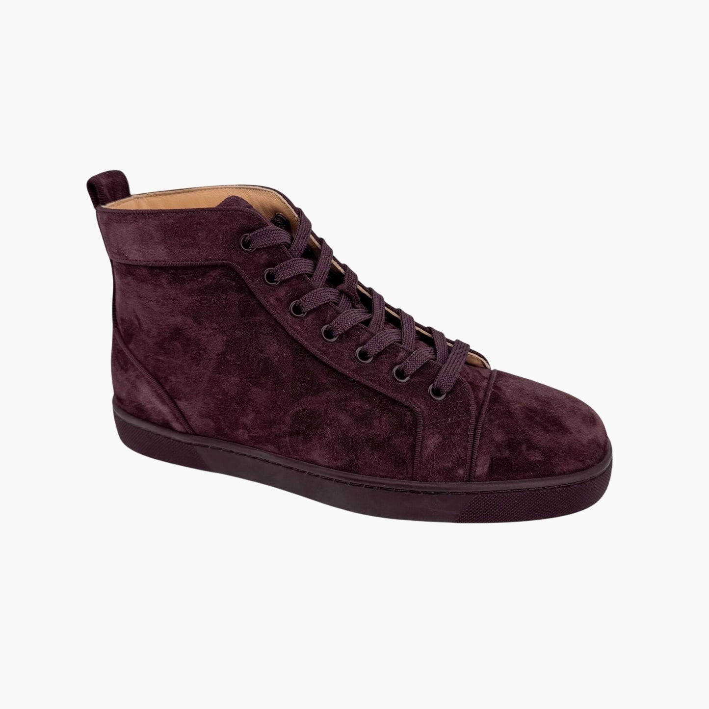 Christian Louboutin Louis Orlato High-Top Sneakers in Merlot Suede – Size 40.5