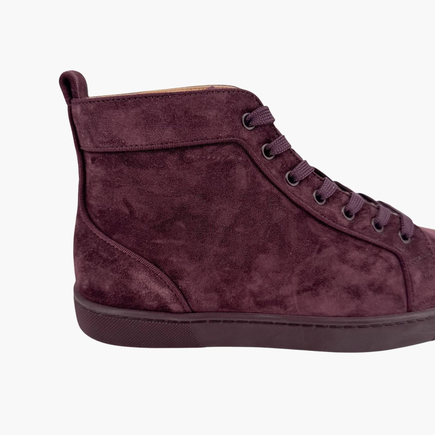 Christian Louboutin Louis Orlato High-Top Sneakers in Merlot Suede – Size 40.5