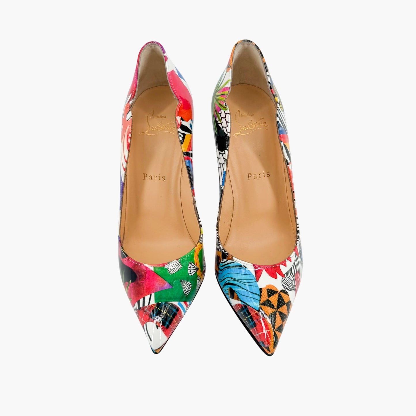Christian Louboutin Hot Chick 100 Multicolor Patent Pumps – Size 37