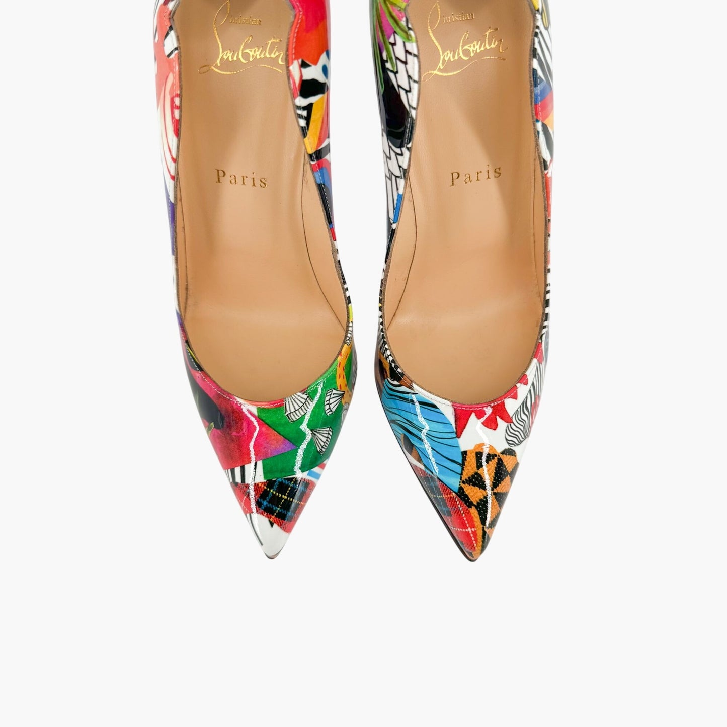 Christian Louboutin Hot Chick 100 Multicolor Patent Pumps – Size 37