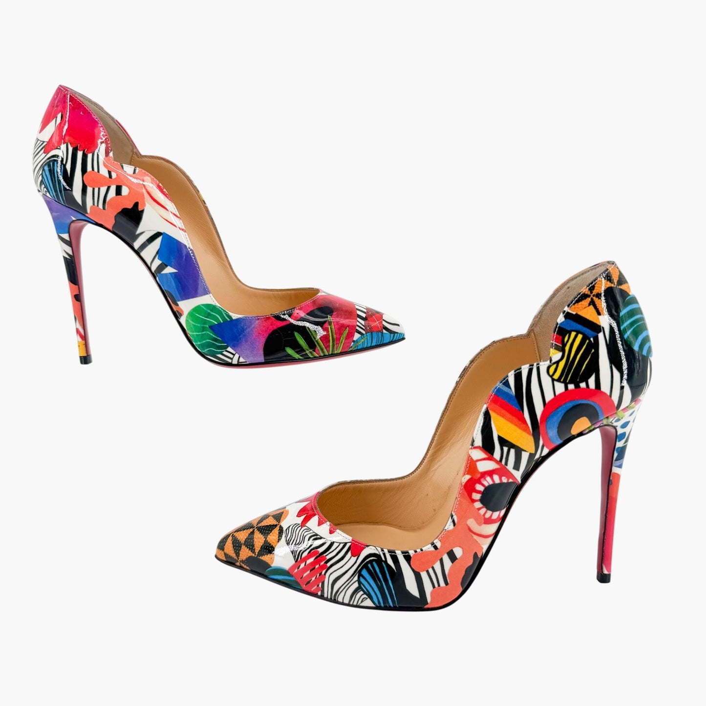 Christian Louboutin Hot Chick 100 Multicolor Patent Pumps – Size 37