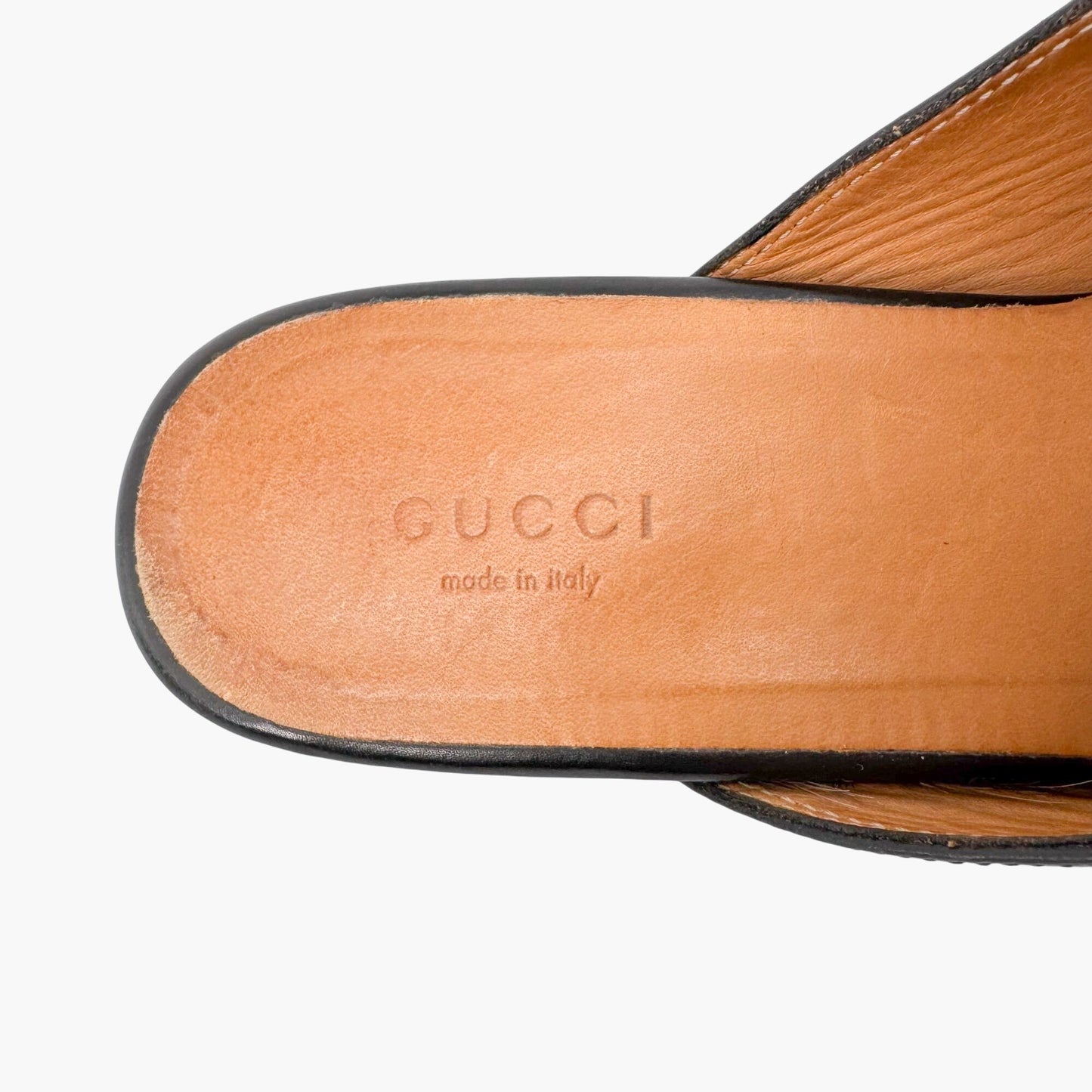 Gucci Princetown Horsebit Loafer Mule in Black Leather Size 38.5