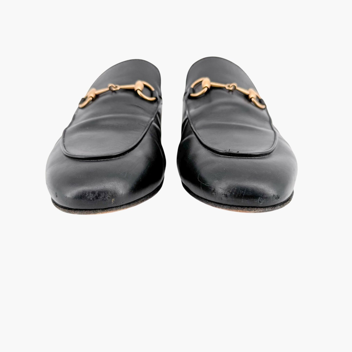 Gucci Princetown Horsebit Loafer Mule in Black Leather Size 38.5