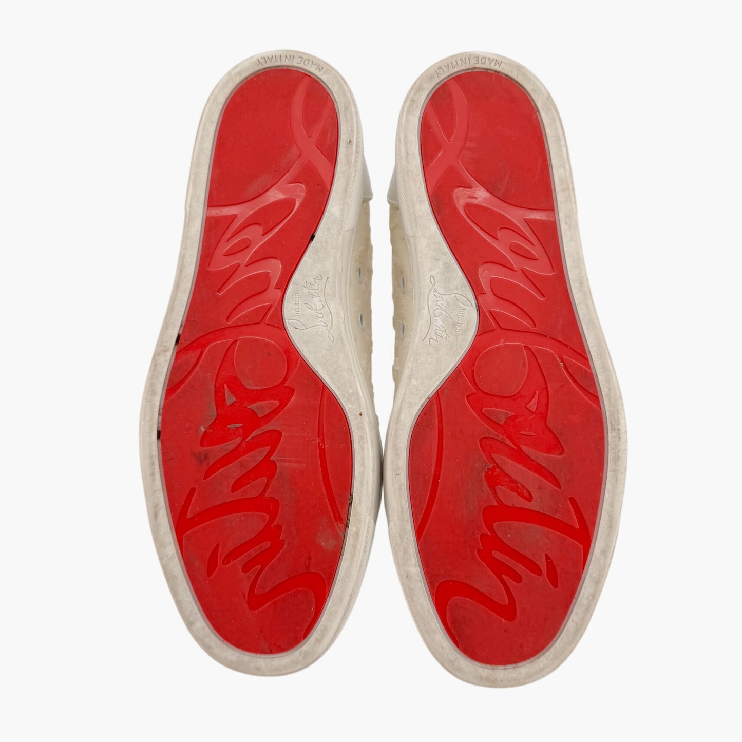 Christian Louboutin Vieira Orlato Sneakers in Cream/White Jacquard Logo & Leather Size 36.5