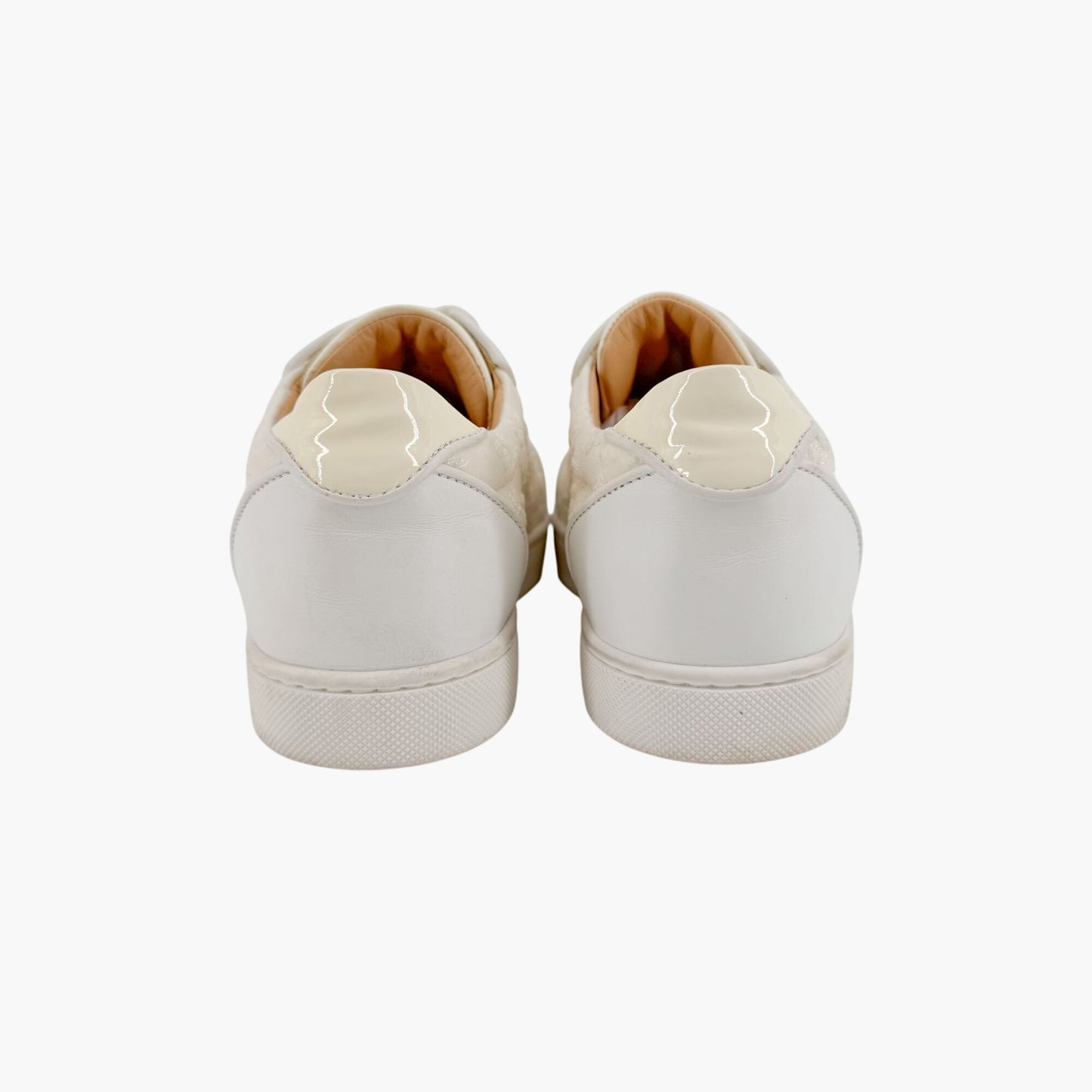 Christian Louboutin Vieira Orlato Sneakers in Cream/White Jacquard Logo & Leather Size 36.5