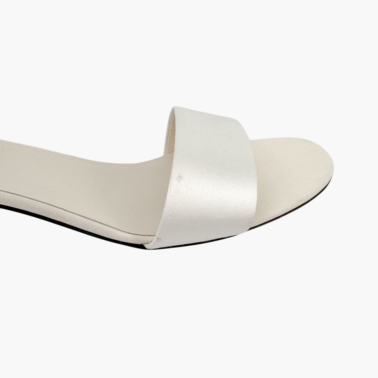 The Row Combo Kitten Heel Mule Sandals in Ivory/Milk White Silk Size 41