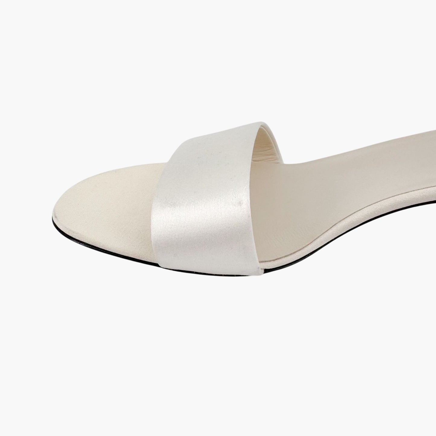 The Row Combo Kitten Heel Mule Sandals in Ivory/Milk White Silk Size 41
