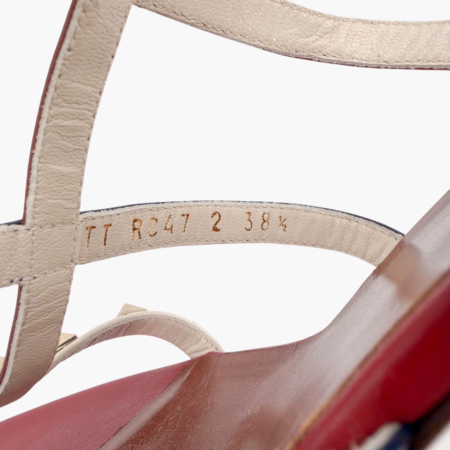 Valentino Garavani Rockstud Caged Mule Sandals in Red, Blue & White Size 38.5